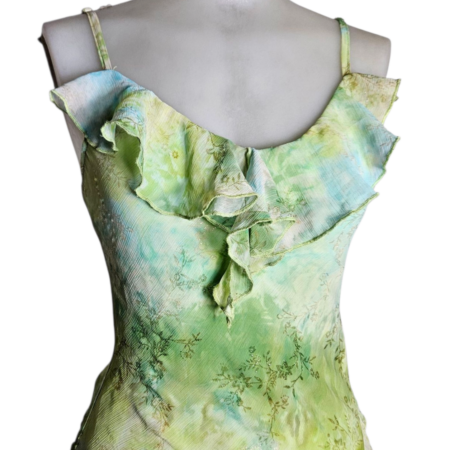 Robe en voile tie and Dye bleu et vert