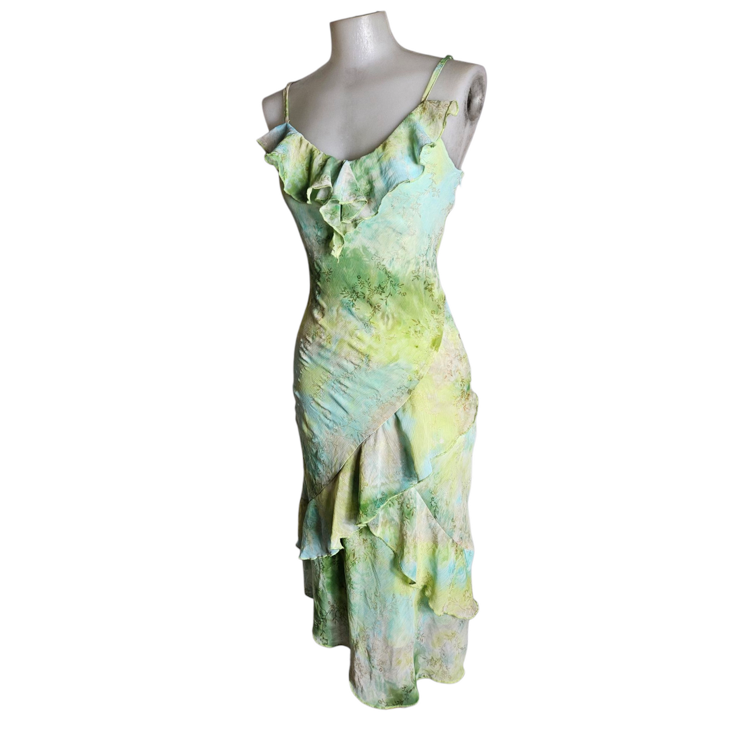 Robe en voile tie and Dye bleu et vert