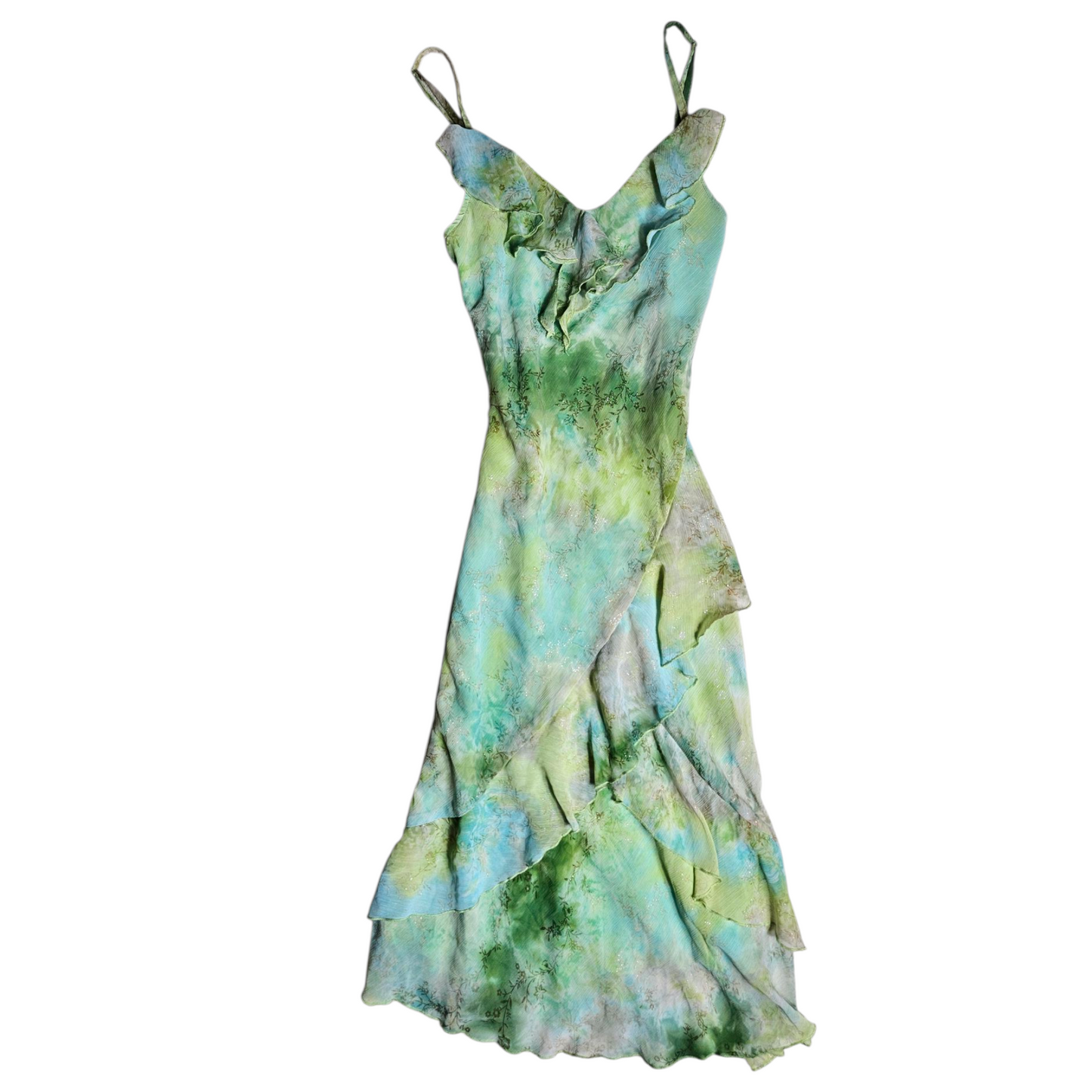 Robe en voile tie and Dye bleu et vert