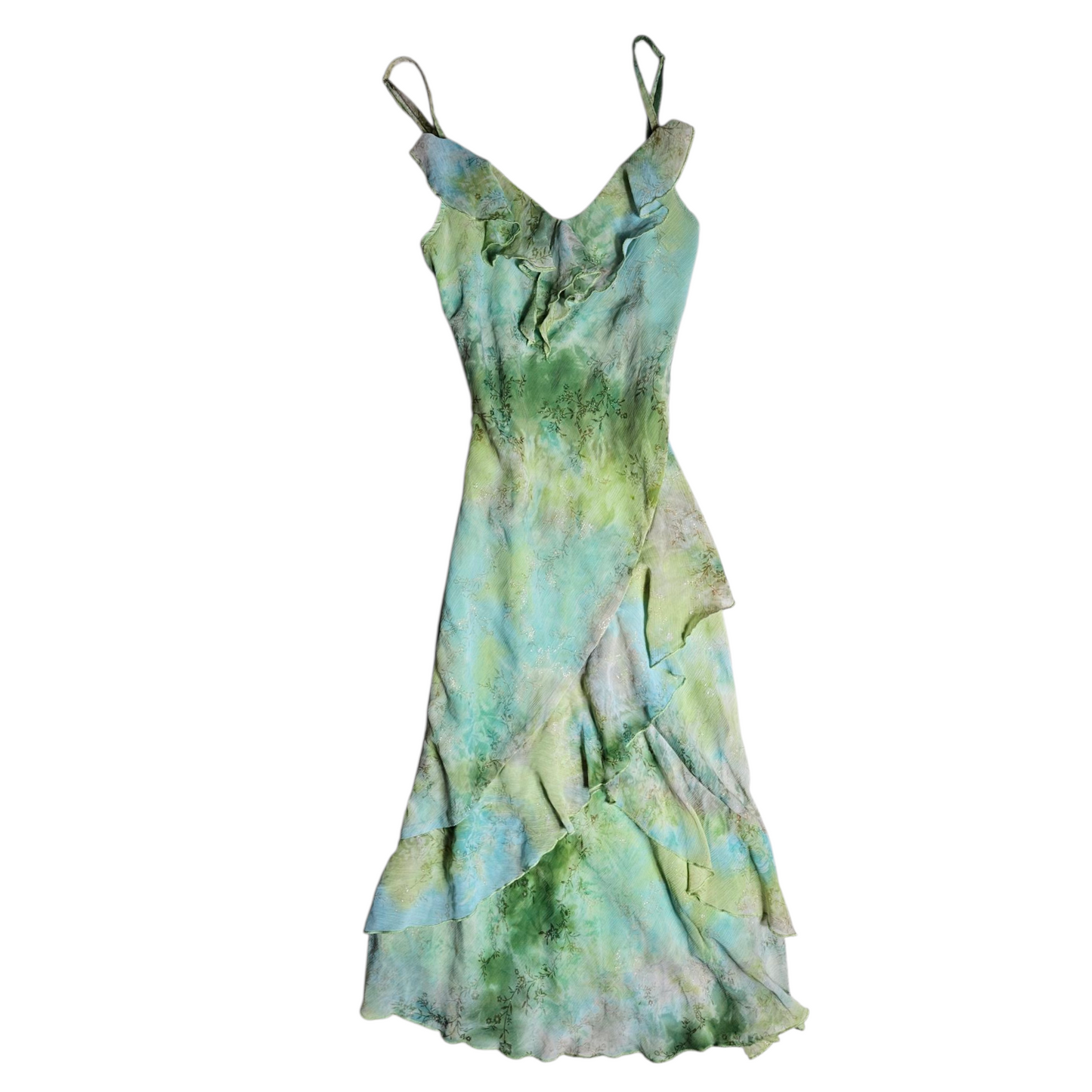 Robe en voile tie and Dye bleu et vert