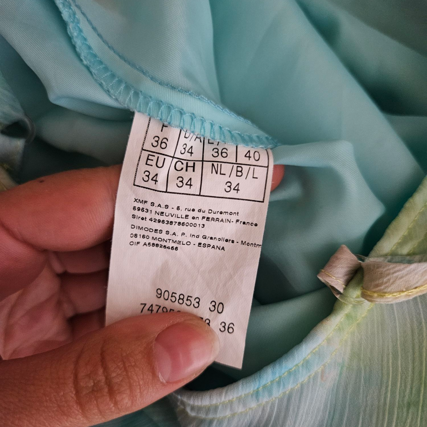 Robe en voile tie and Dye bleu et vert