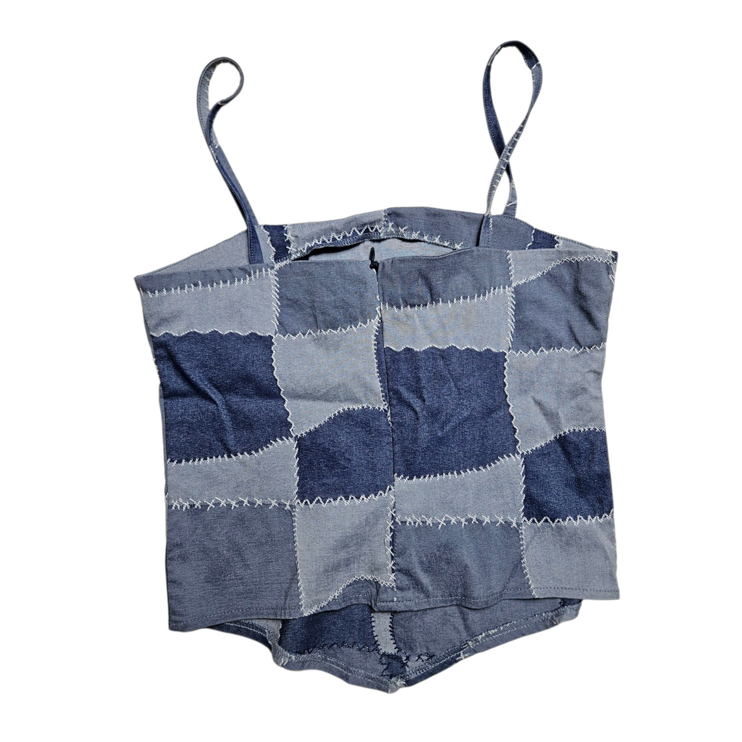 Denim effect patchwork set