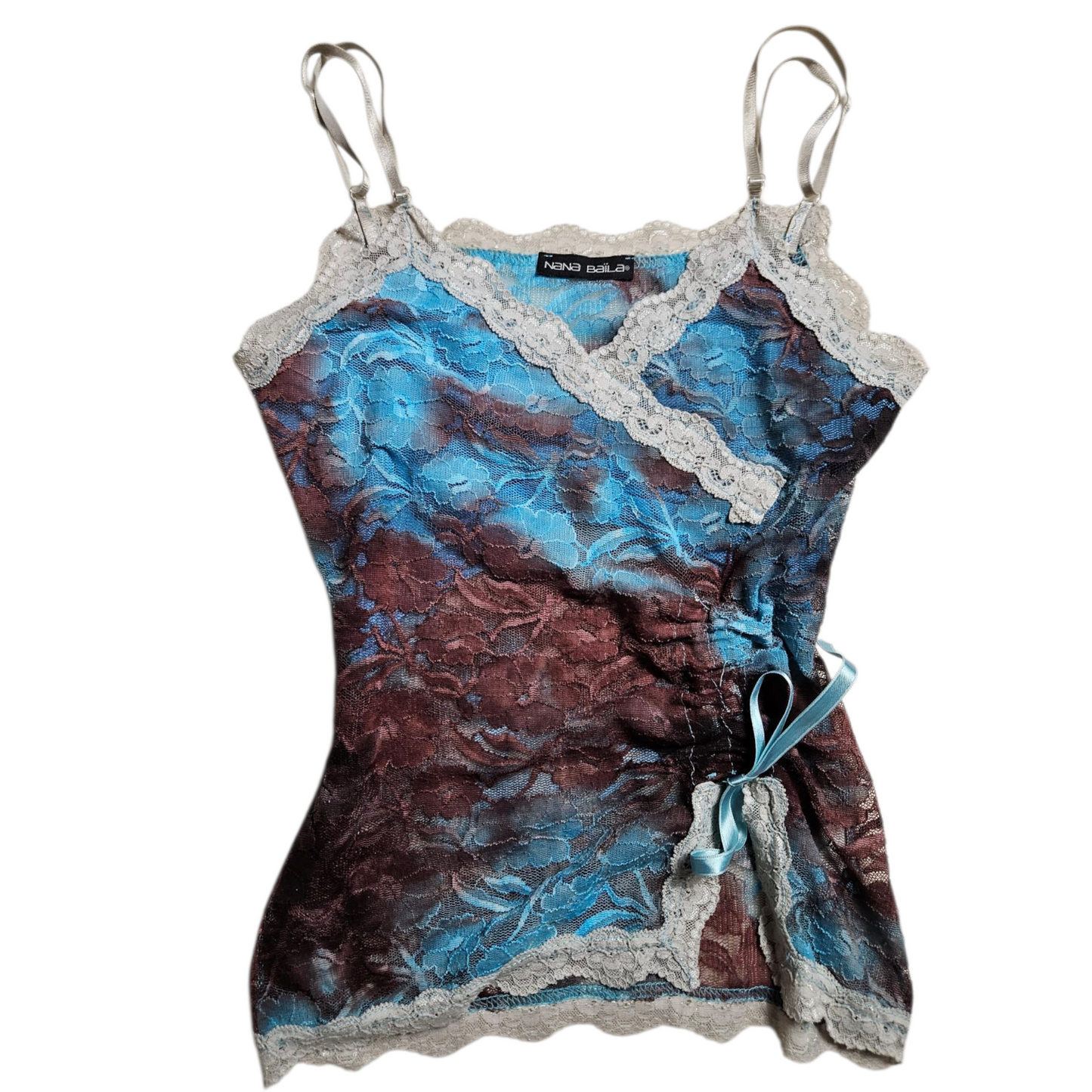 Haut en dentelle tie and Dye marron et bleu