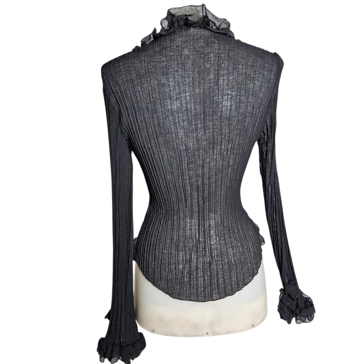 Voile blouse with ruffles and pearl details