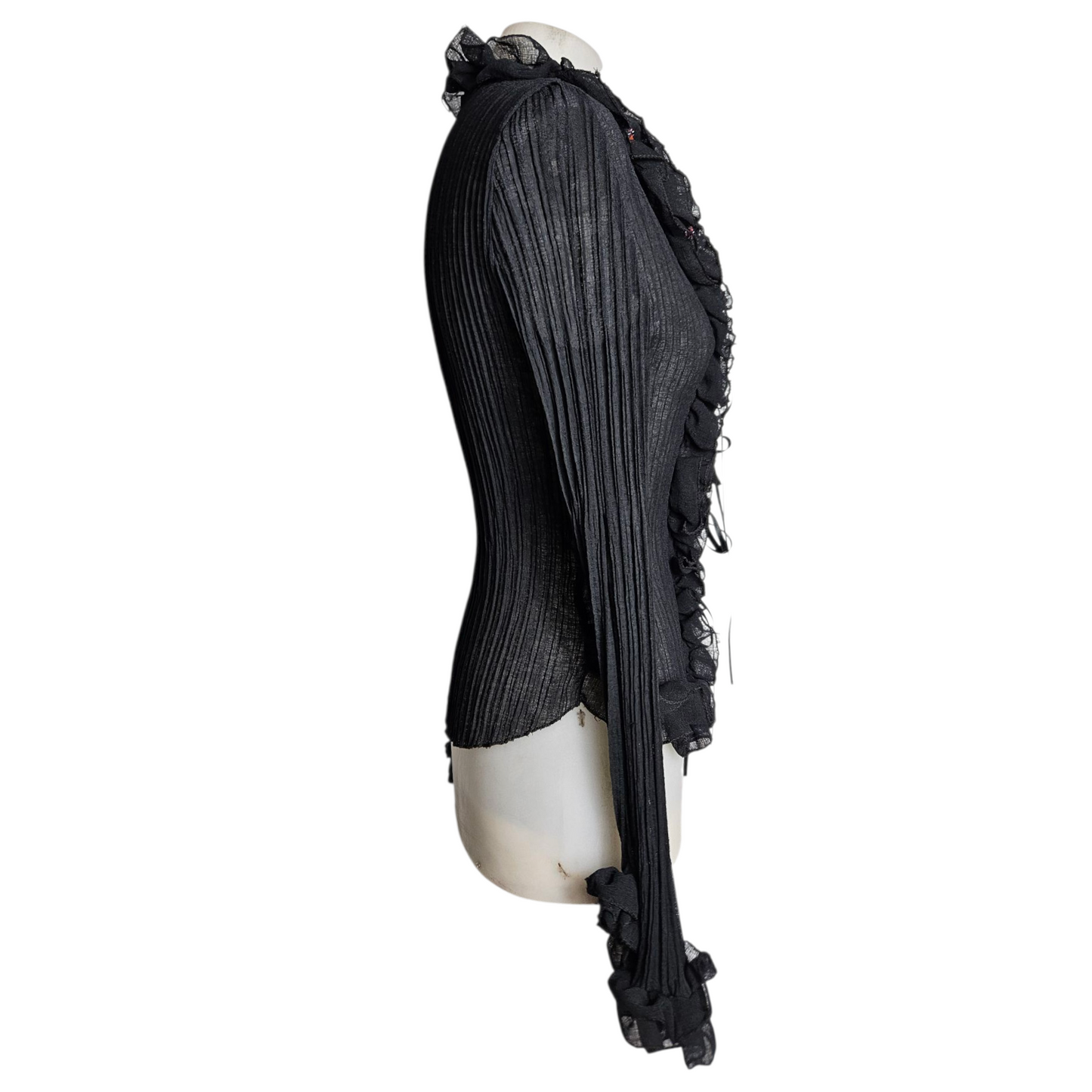 Voile blouse with ruffles and pearl details