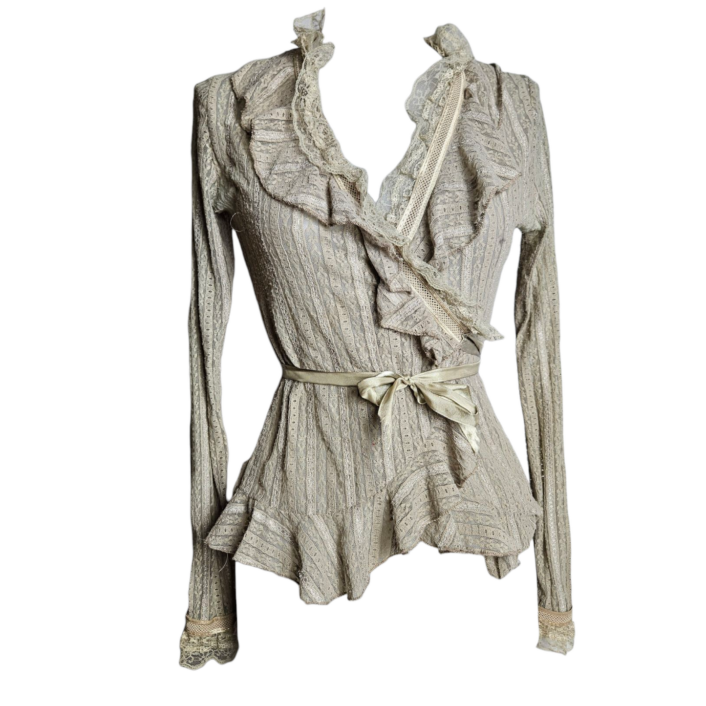 Ruffled lace wrap dress