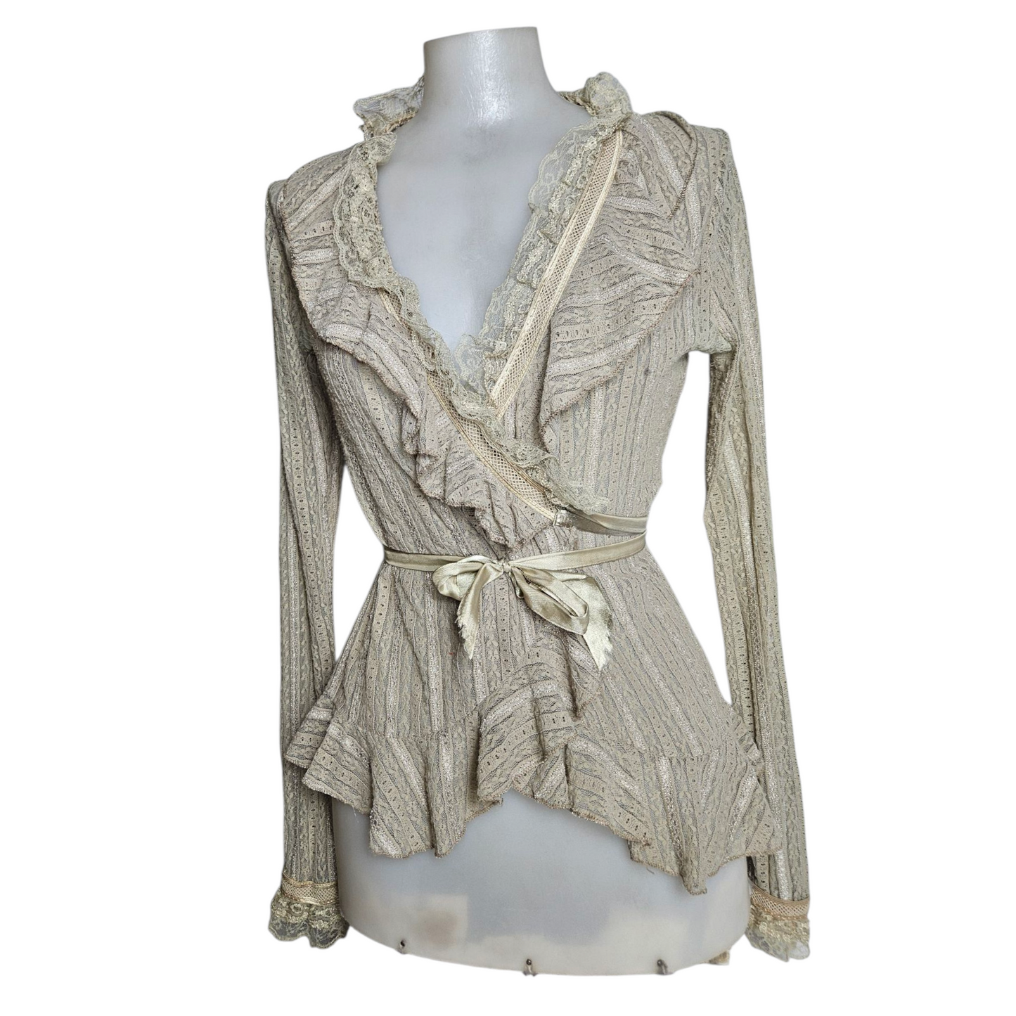 Ruffled lace wrap dress