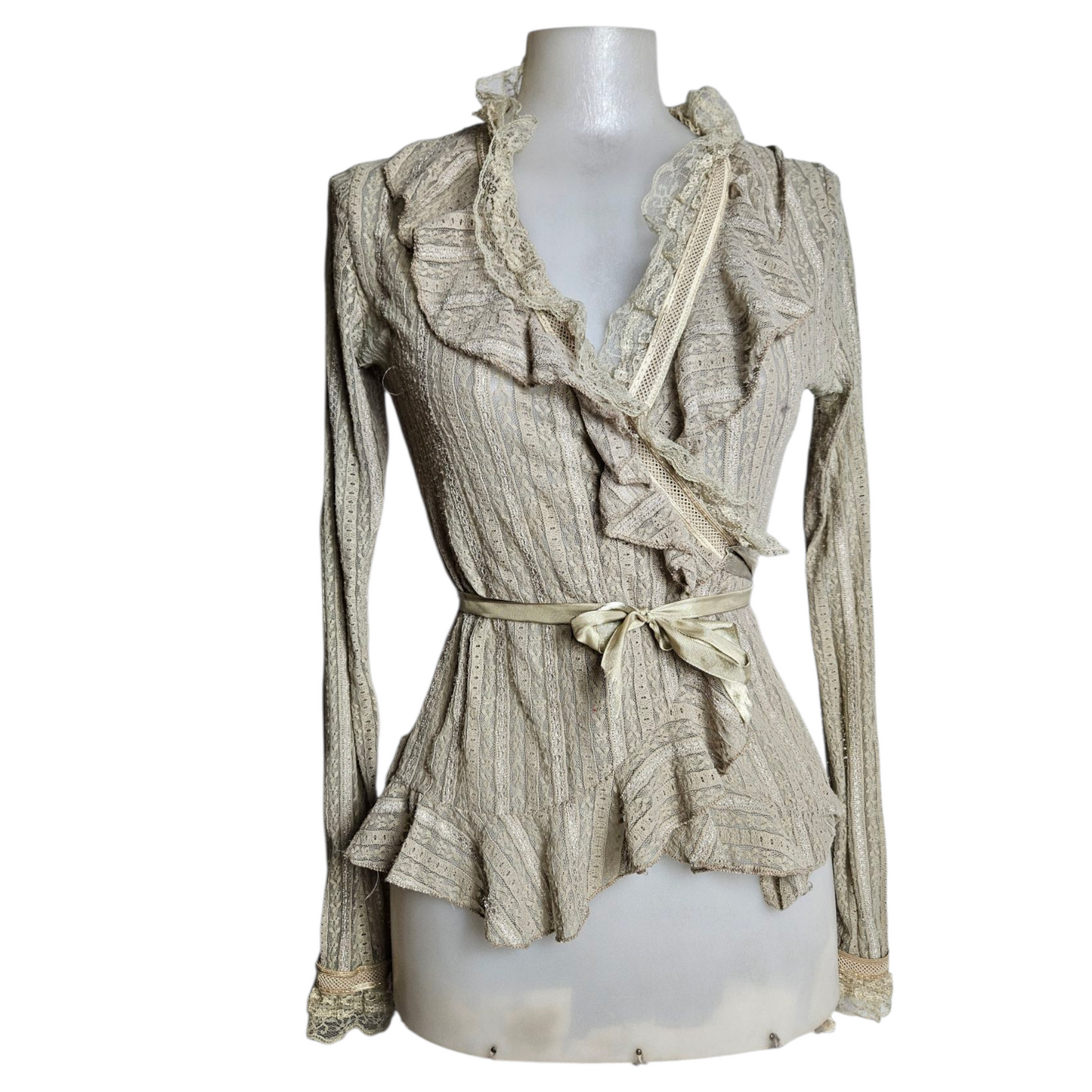 Ruffled lace wrap dress