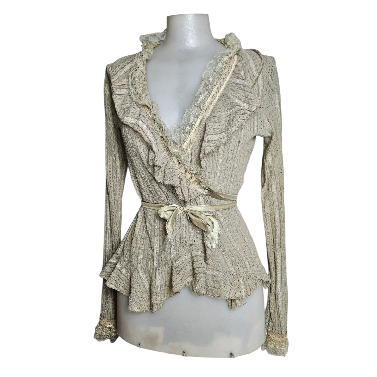 Ruffled lace wrap dress