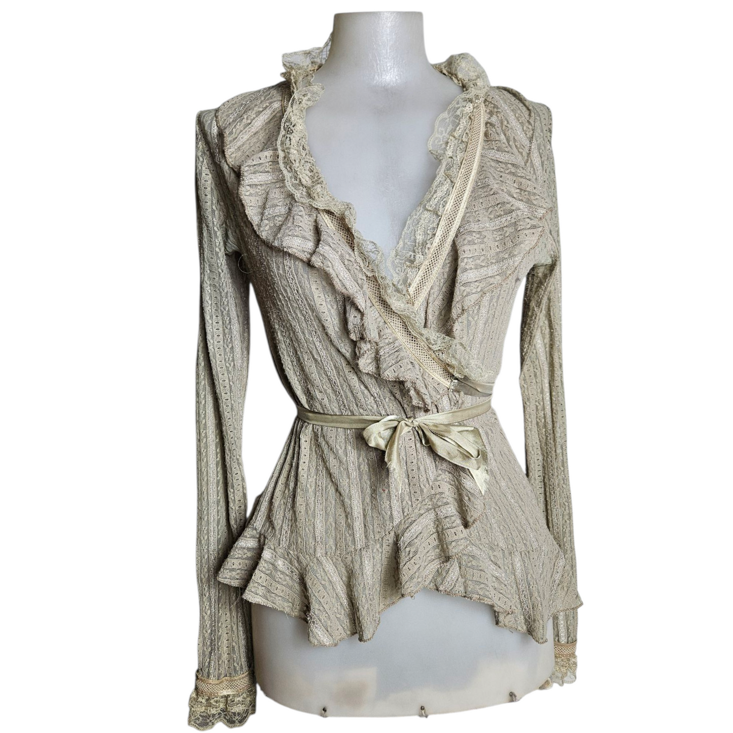 Ruffled lace wrap dress