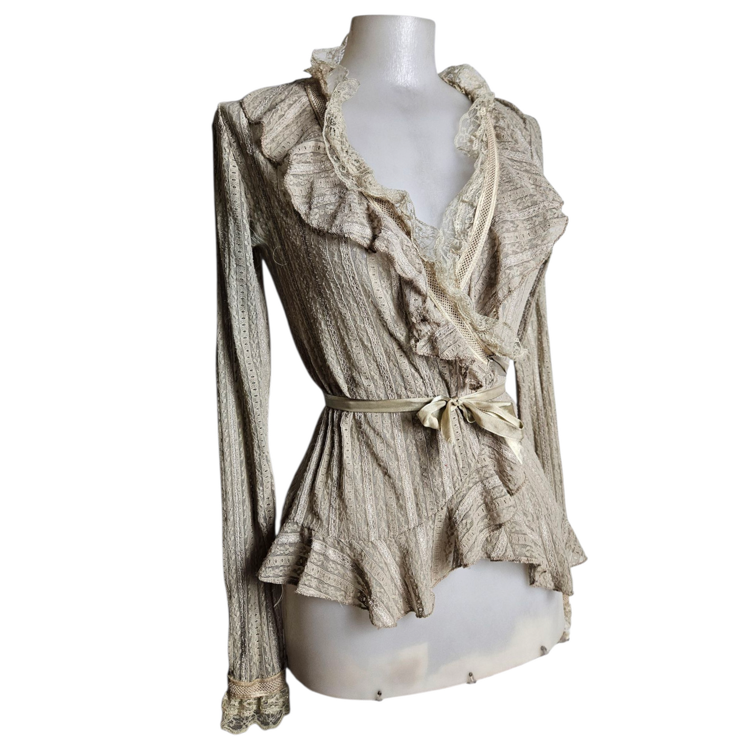 Ruffled lace wrap dress