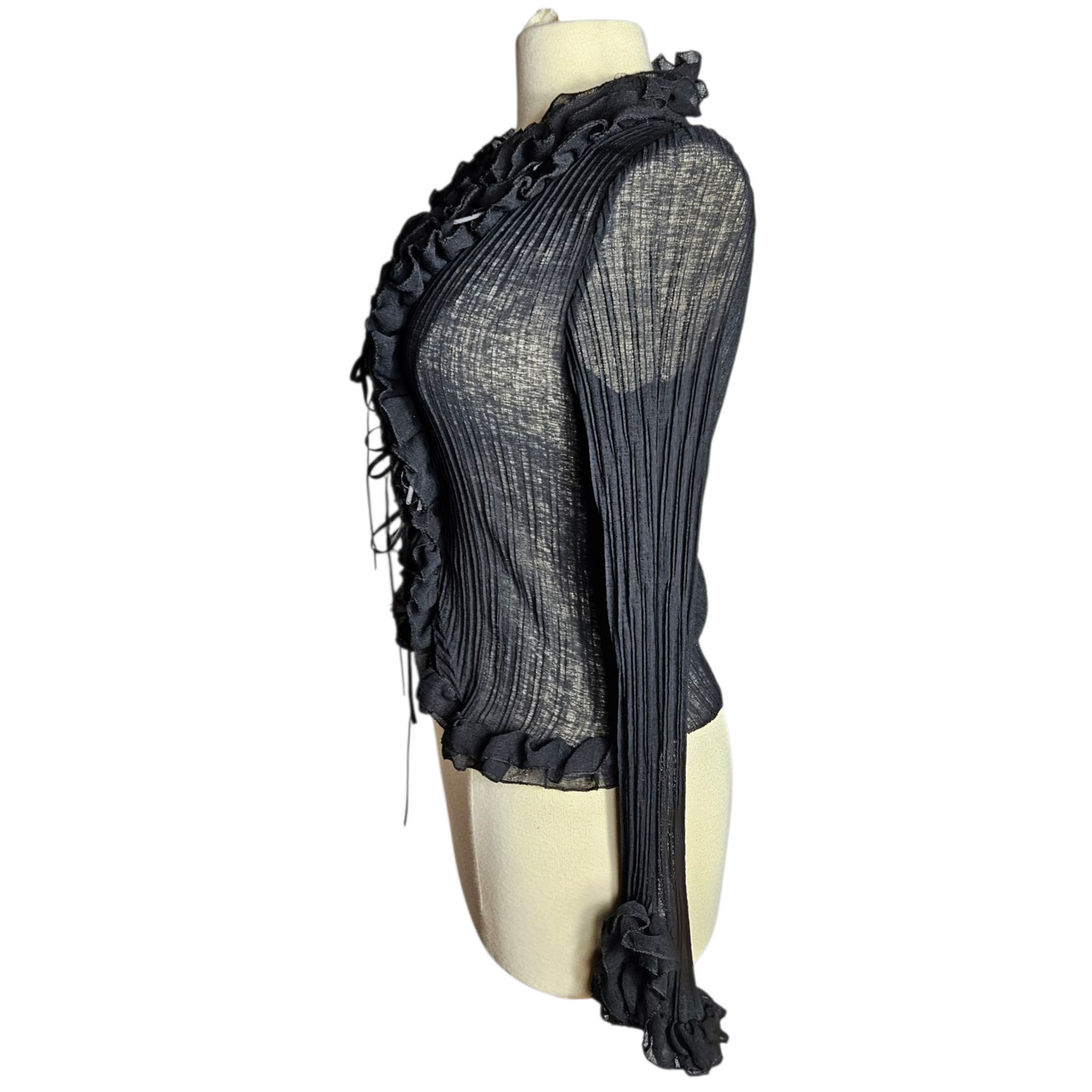 Voile blouse with ruffles and pearl details