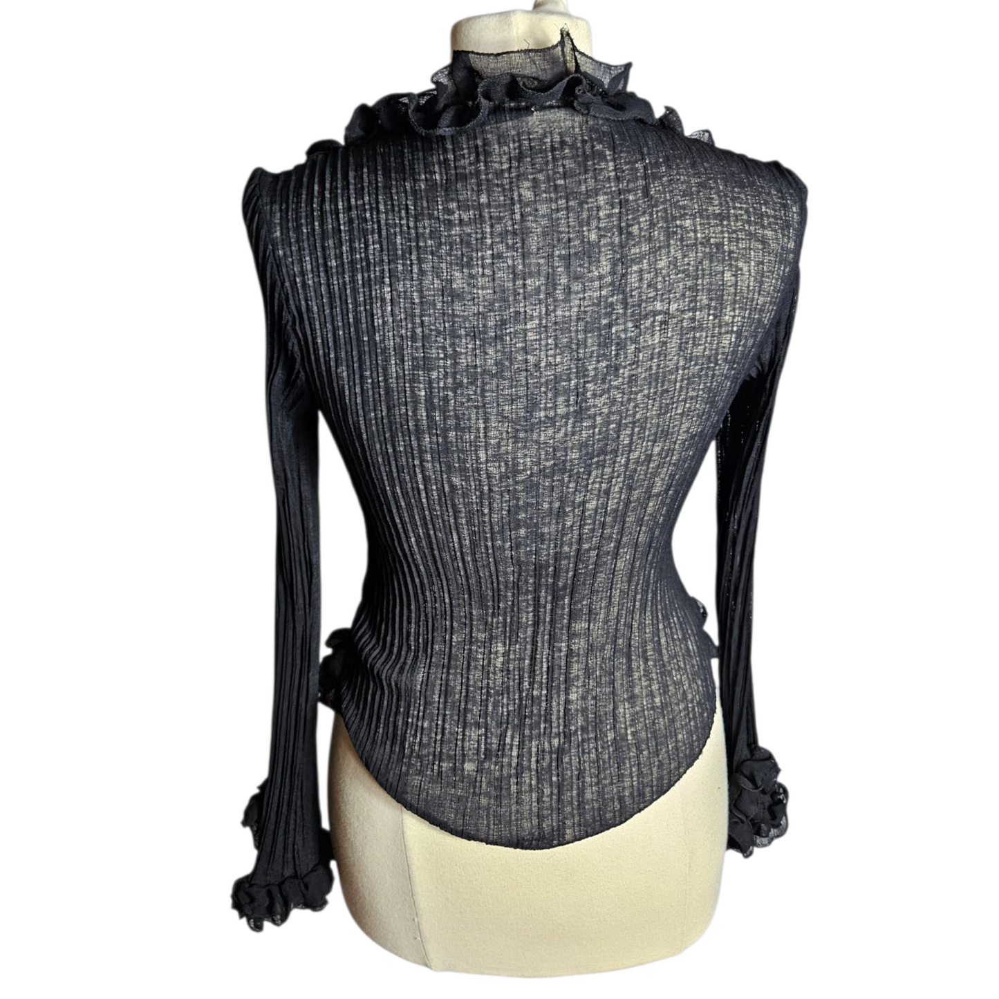 Voile blouse with ruffles and pearl details