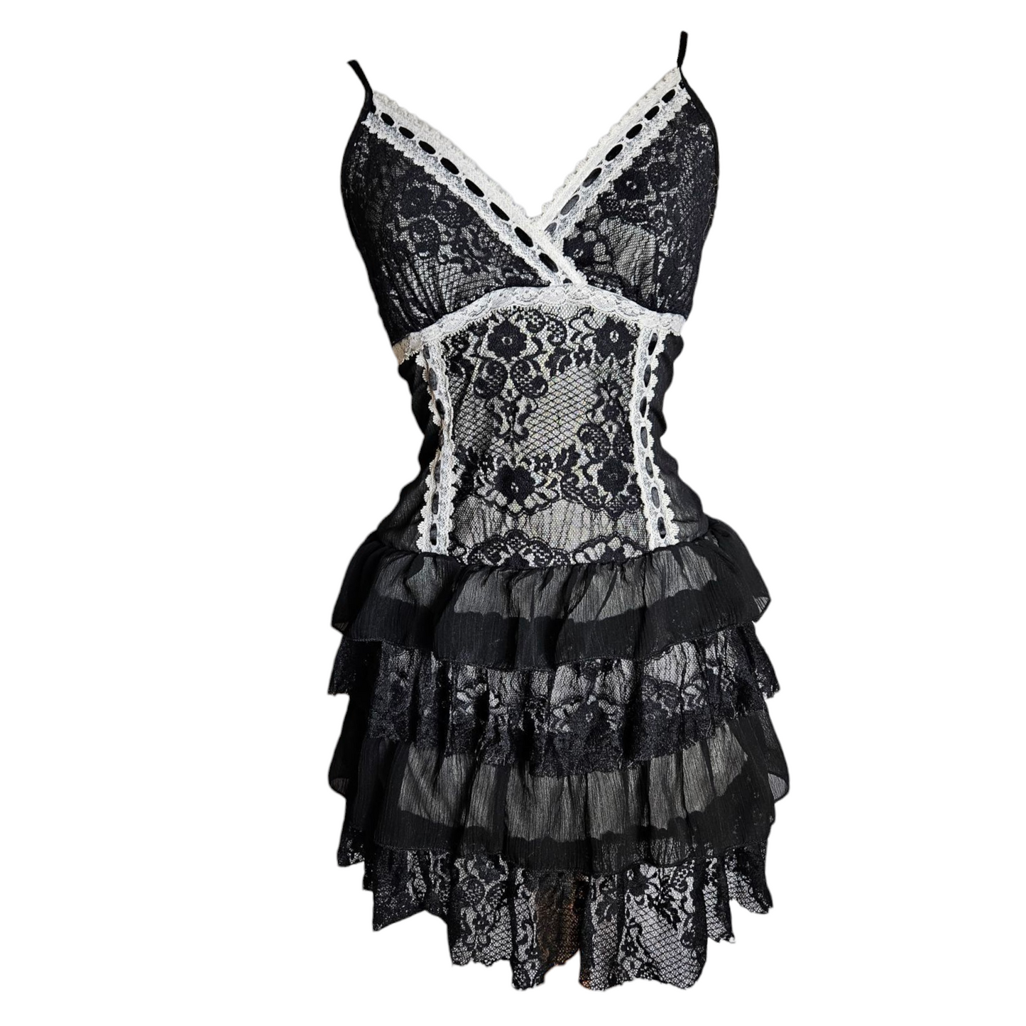 Robe à volants détails dentelle