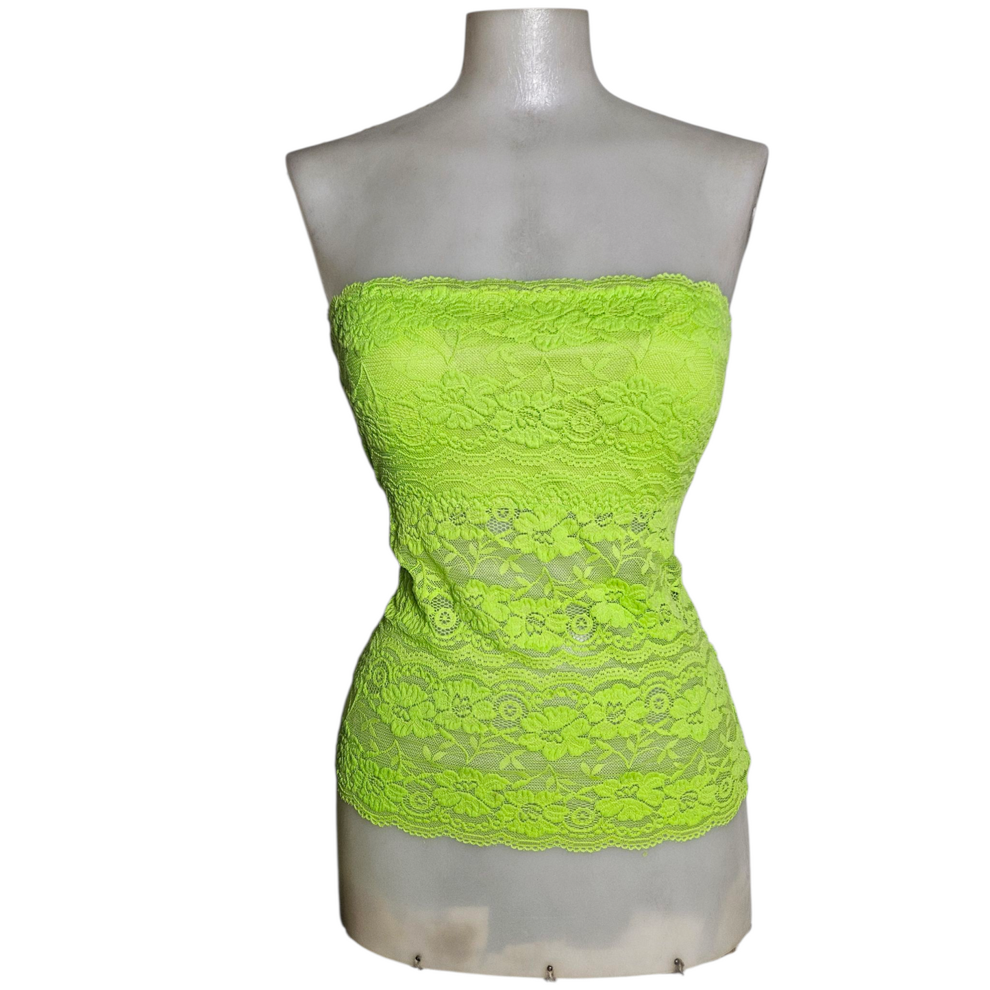 Haut strapless vert en dentelle