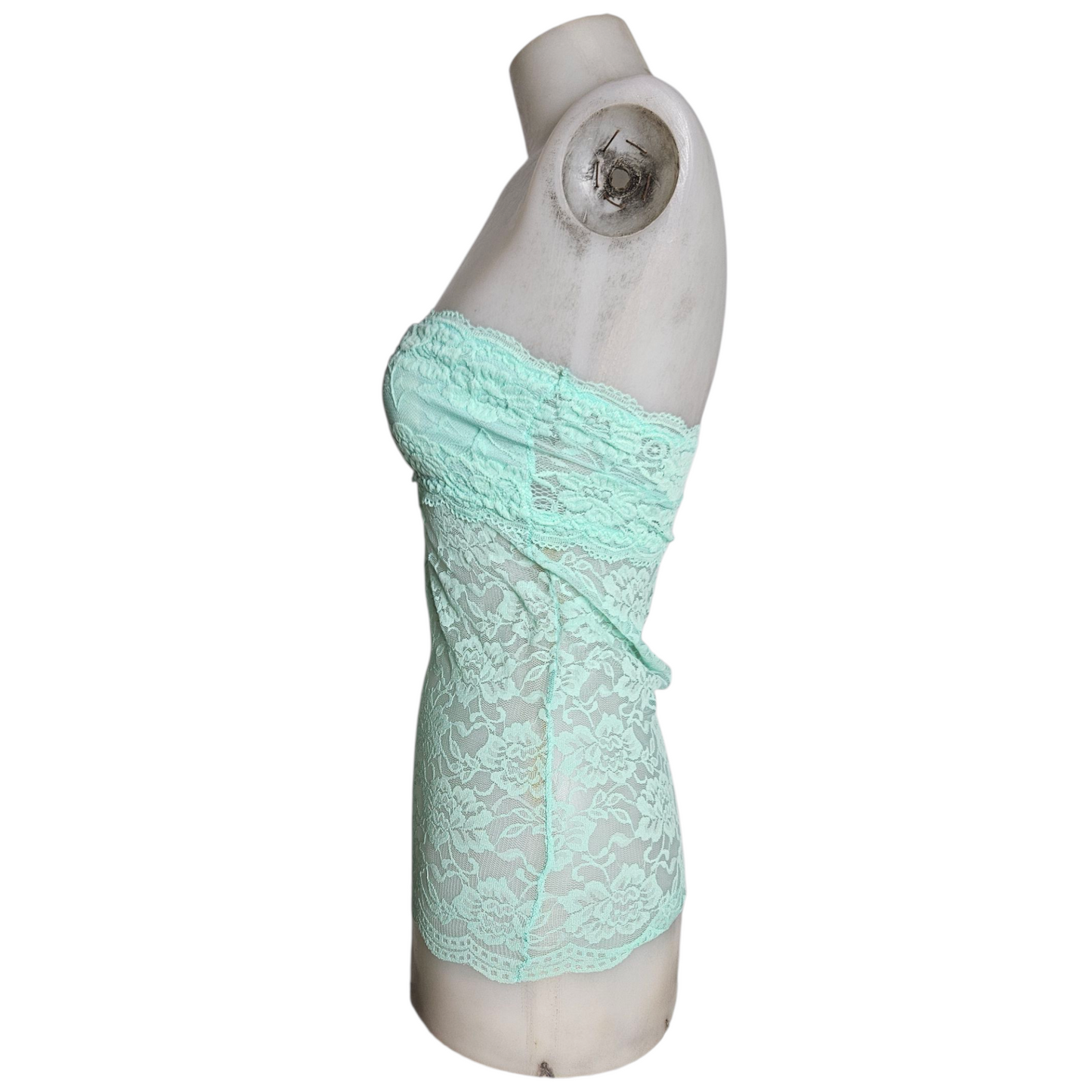 Haut strapless bleu en dentelle