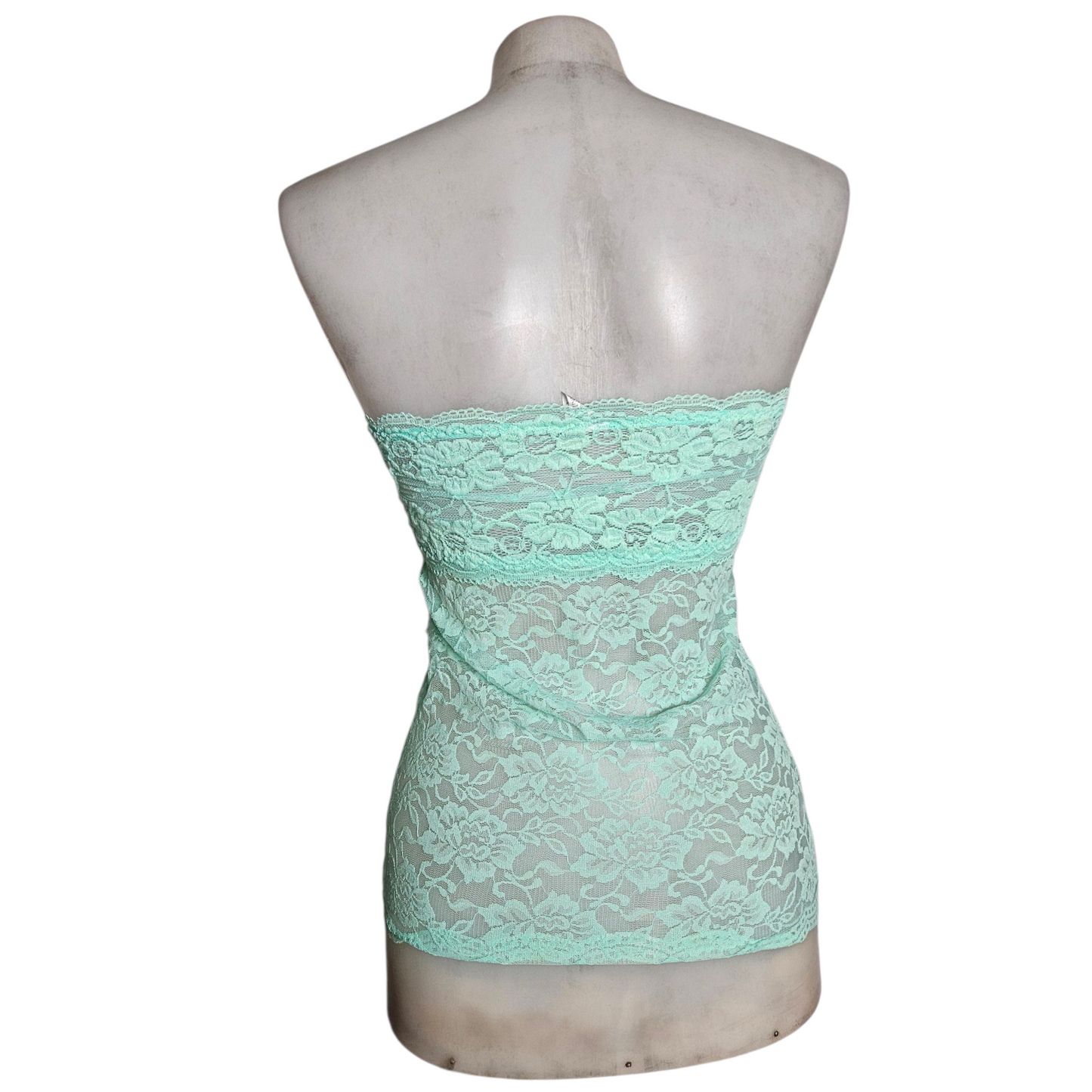 Haut strapless bleu en dentelle