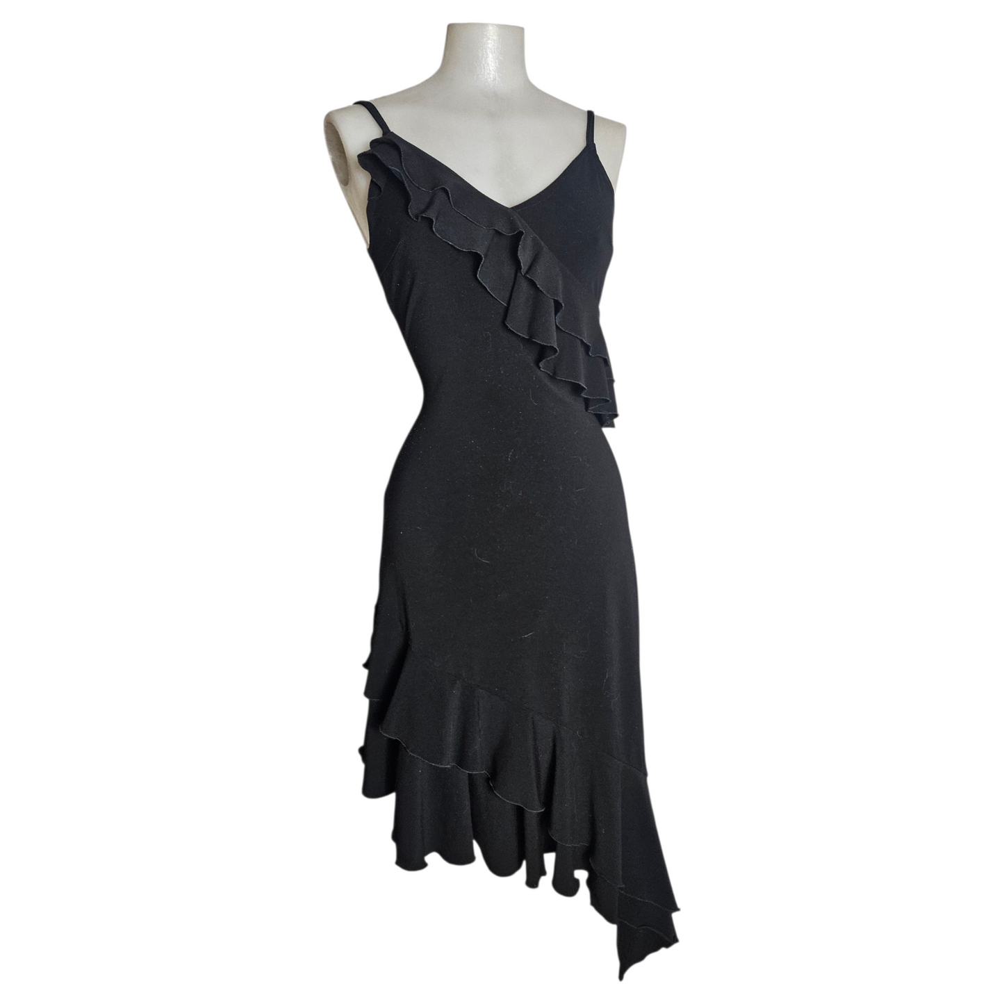 Black asymmetrical ruffled dress