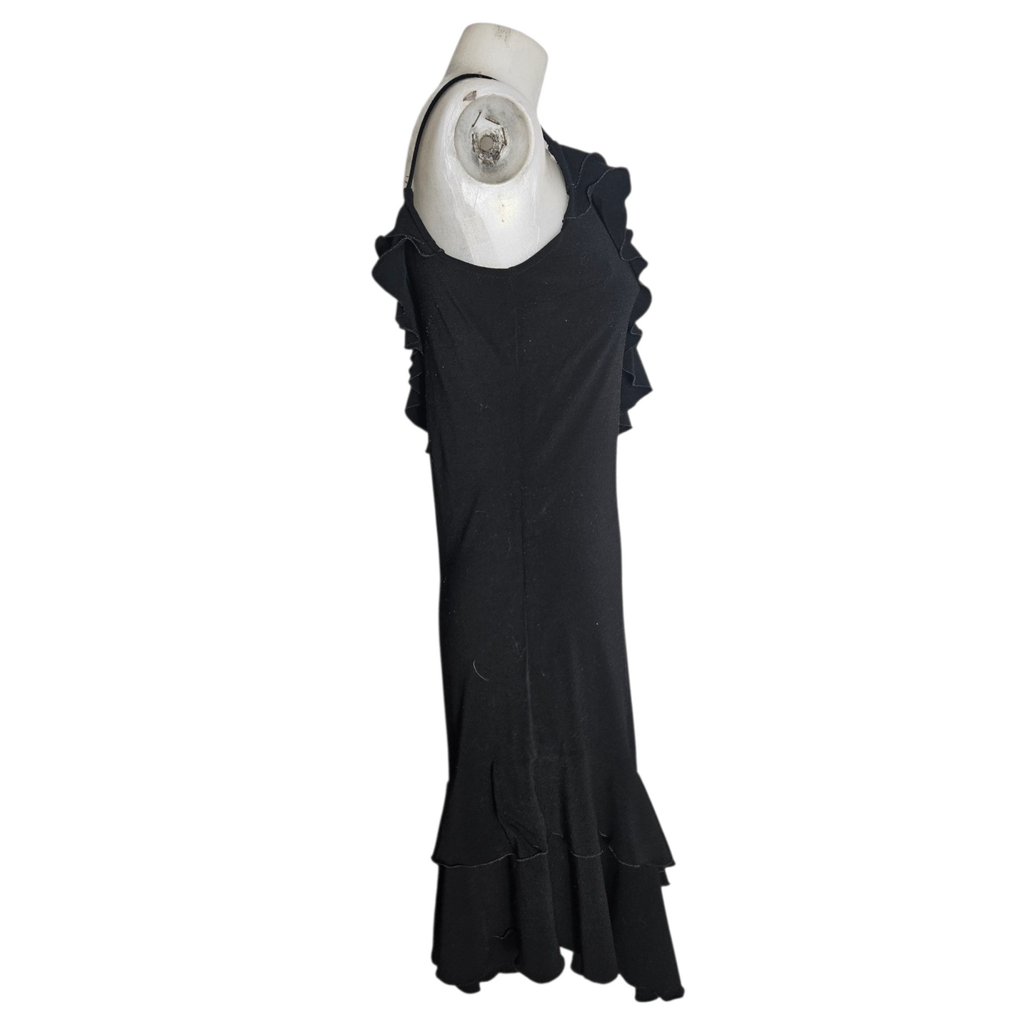 Black asymmetrical ruffled dress