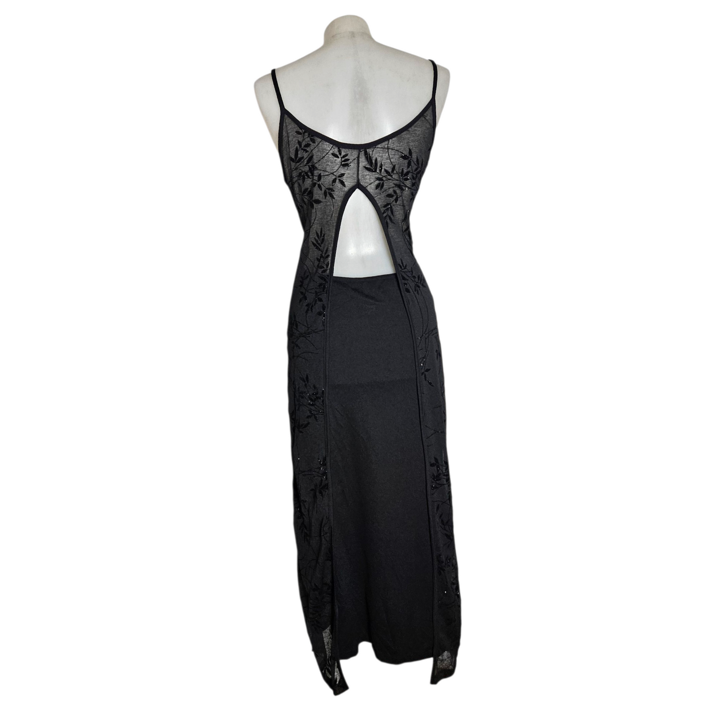 Maxi black dress with veil back
