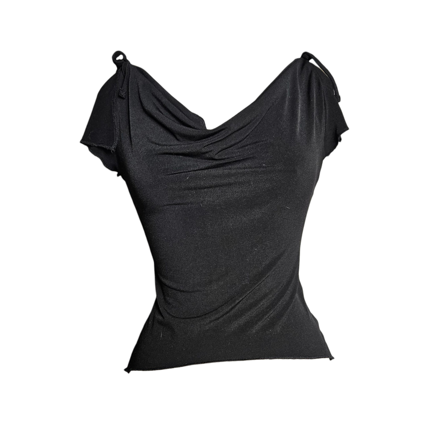 High cowl neck with slit sleeves