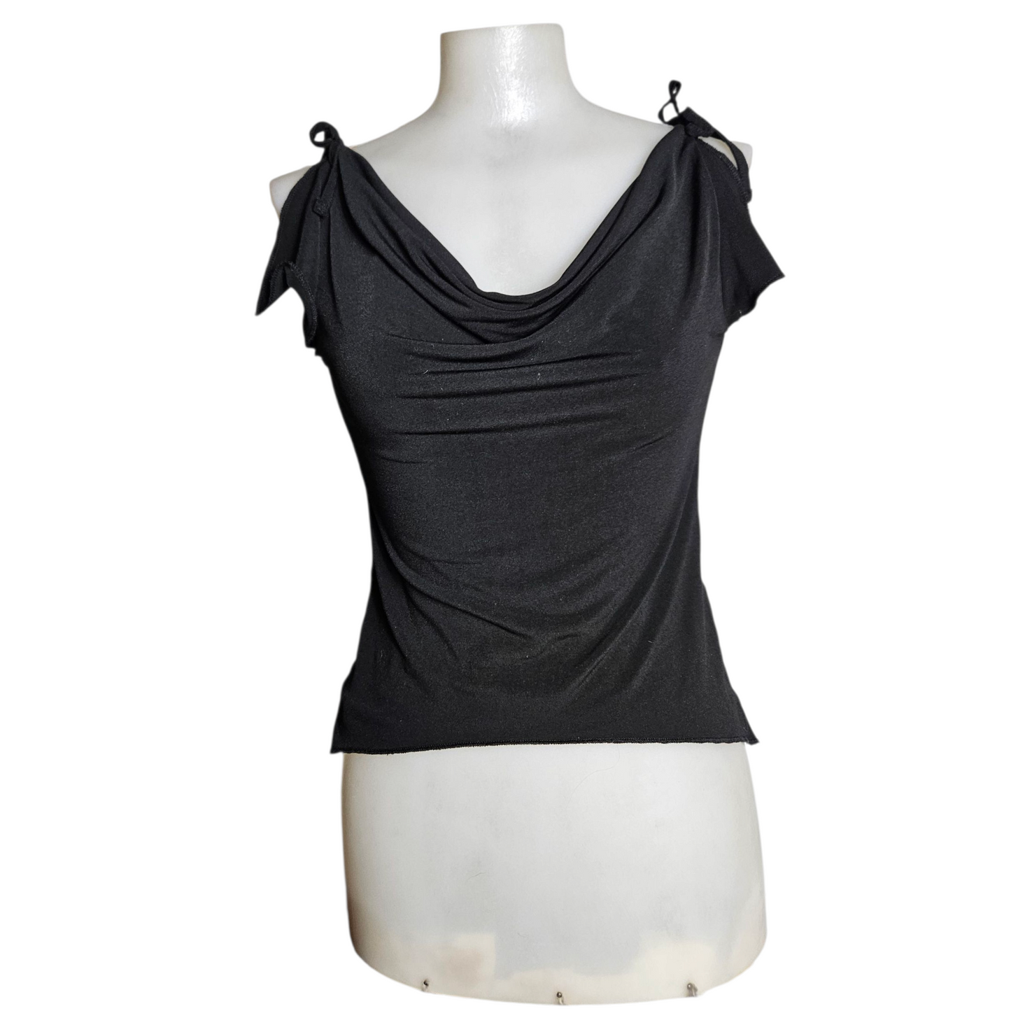 High cowl neck with slit sleeves