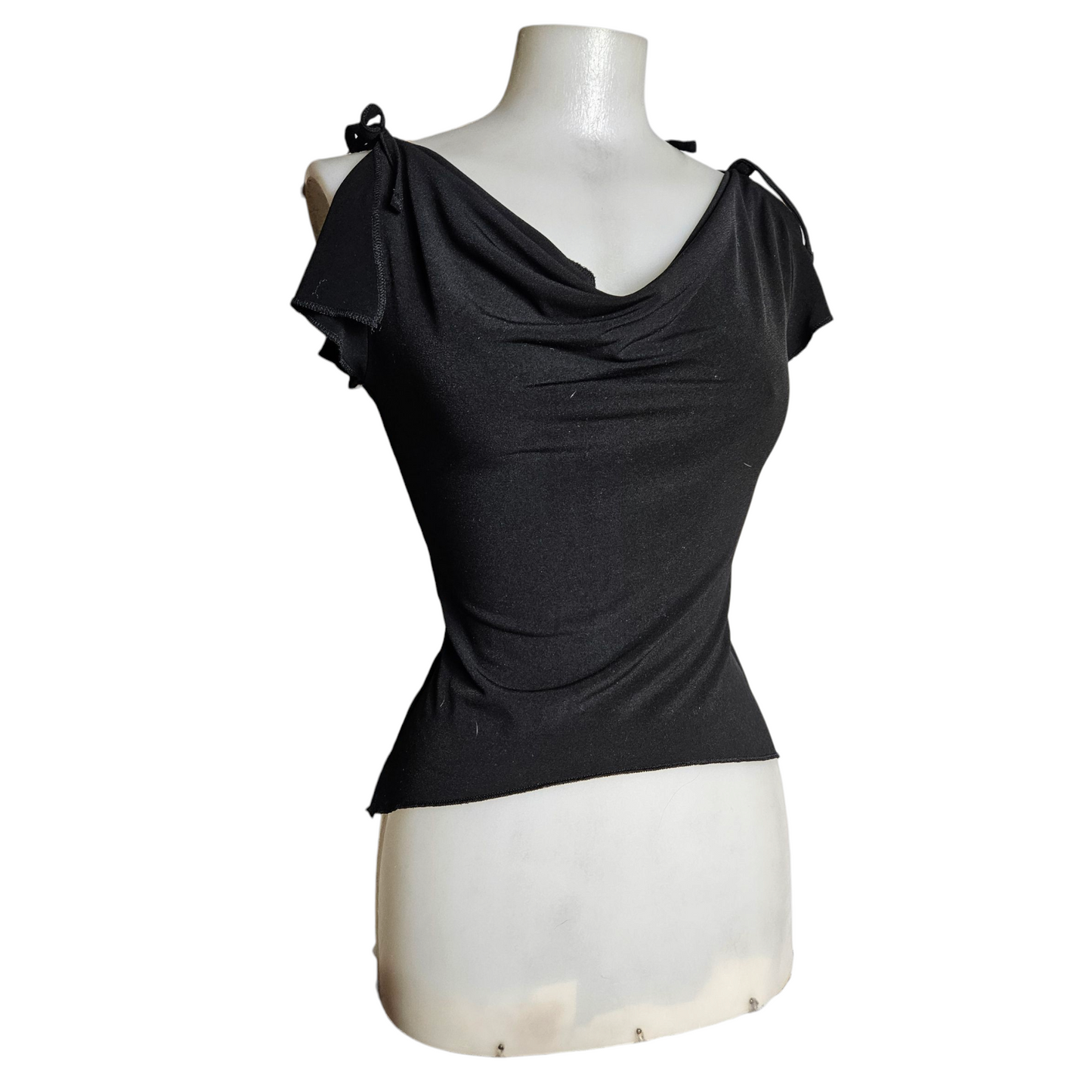 High cowl neck with slit sleeves