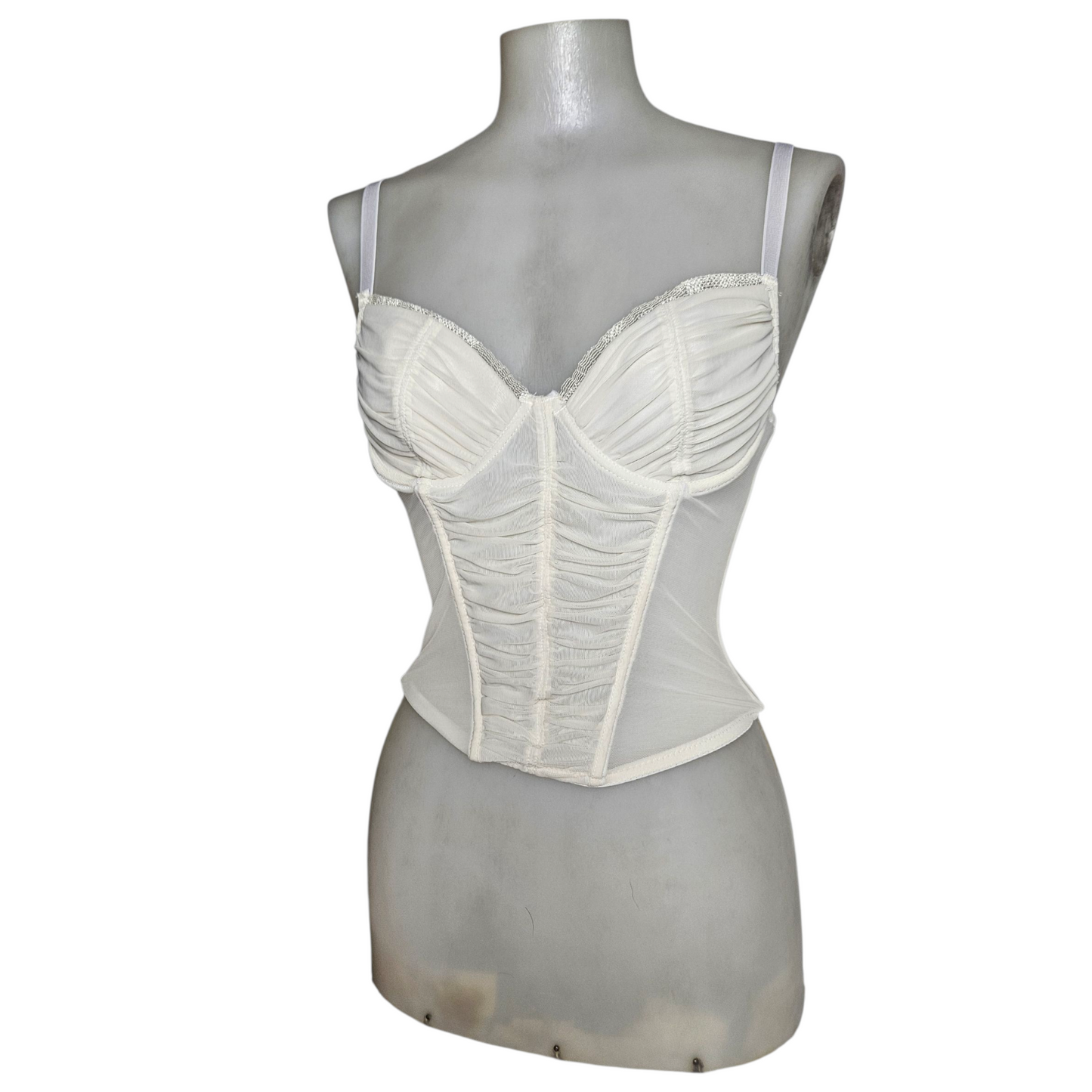 Corset-style top in pleated voile