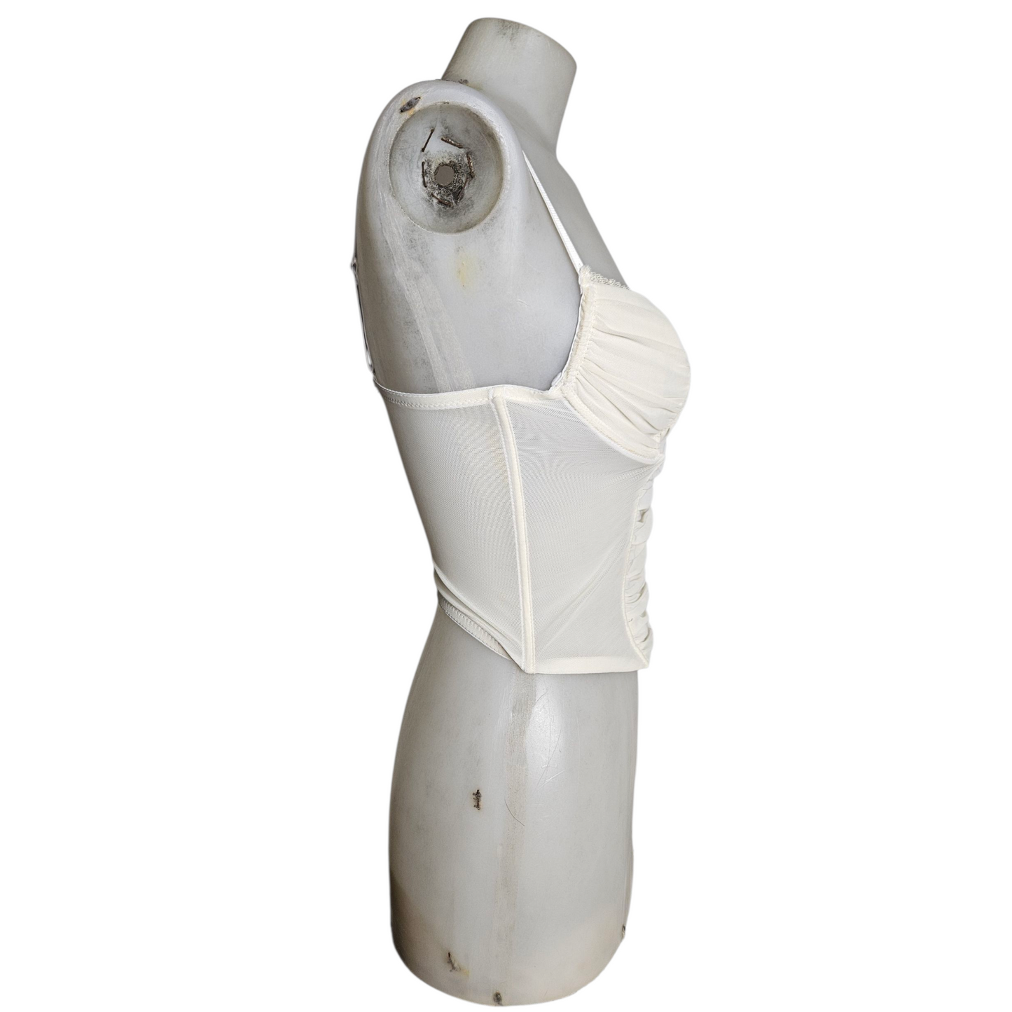Corset-style top in pleated voile