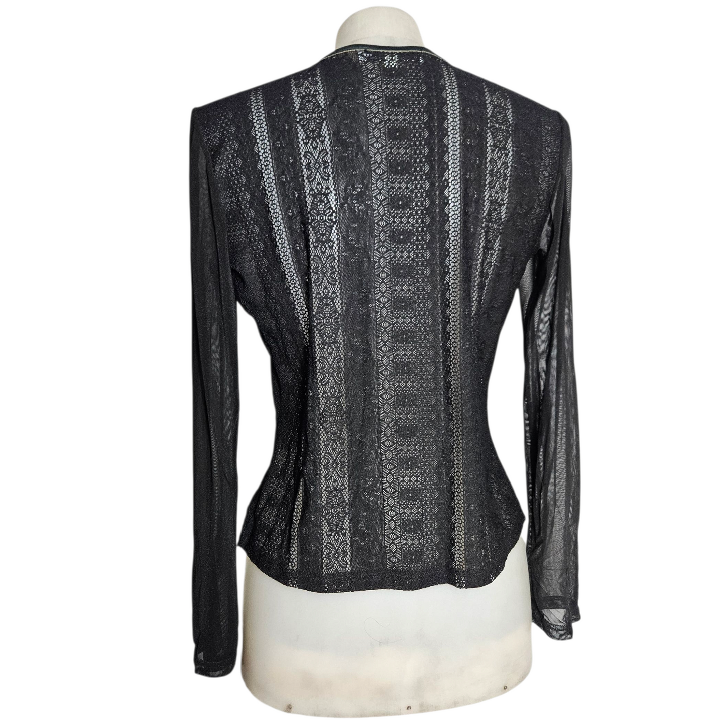 Lace and voile top with lacing