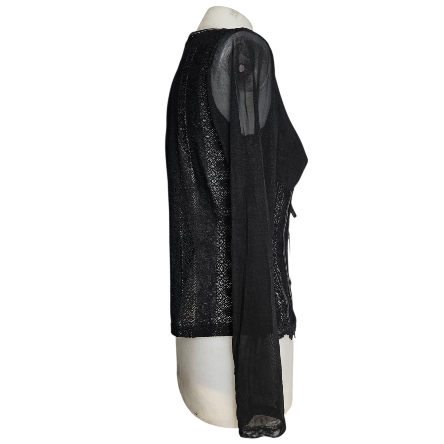Lace and voile top with lacing