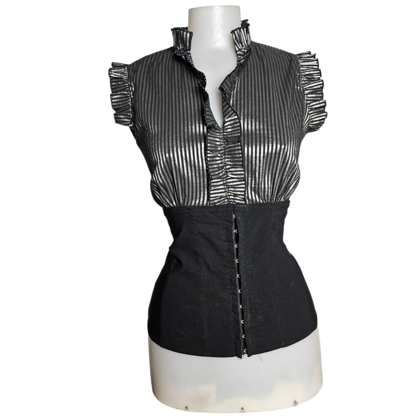 Lace-up back blouse