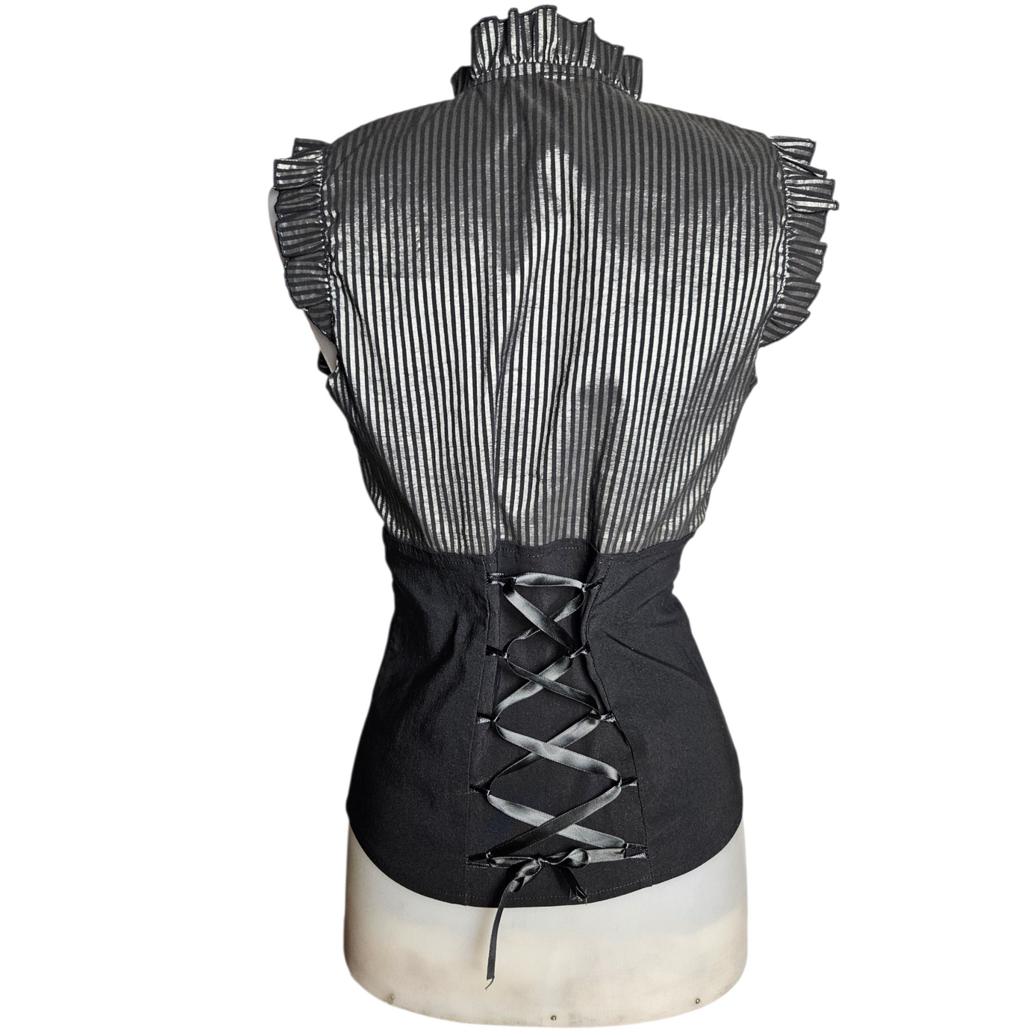 Lace-up back blouse