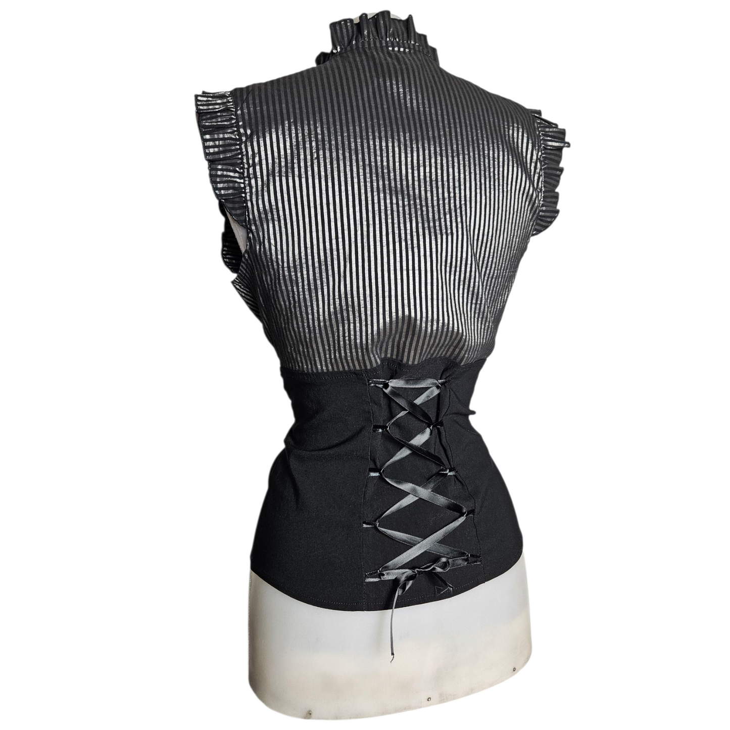 Lace-up back blouse
