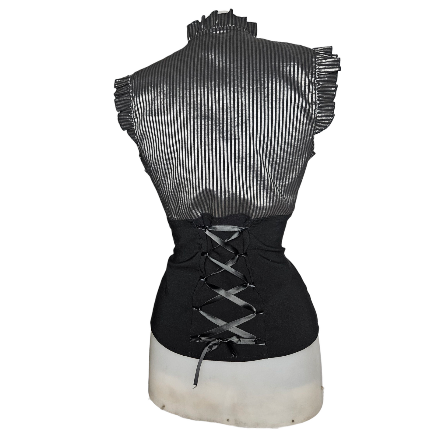 Lace-up back blouse