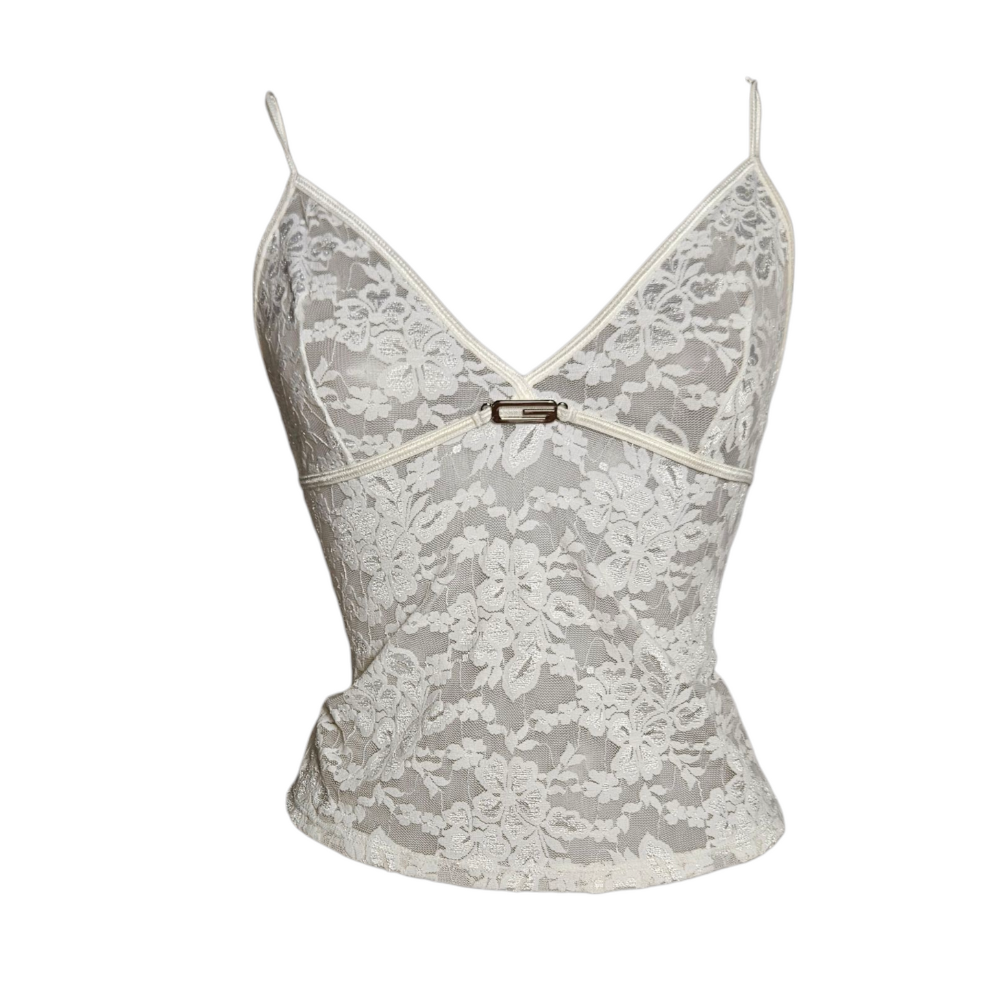 Haut esprit lingerie tout en dentelle blanc