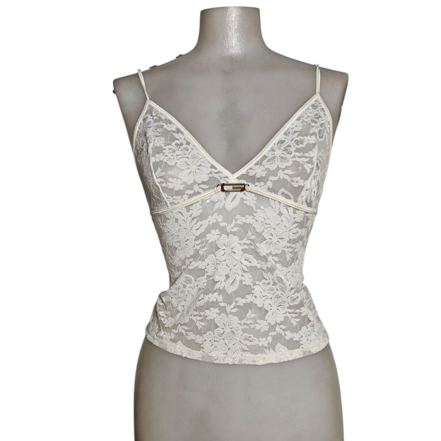 Haut esprit lingerie tout en dentelle blanc