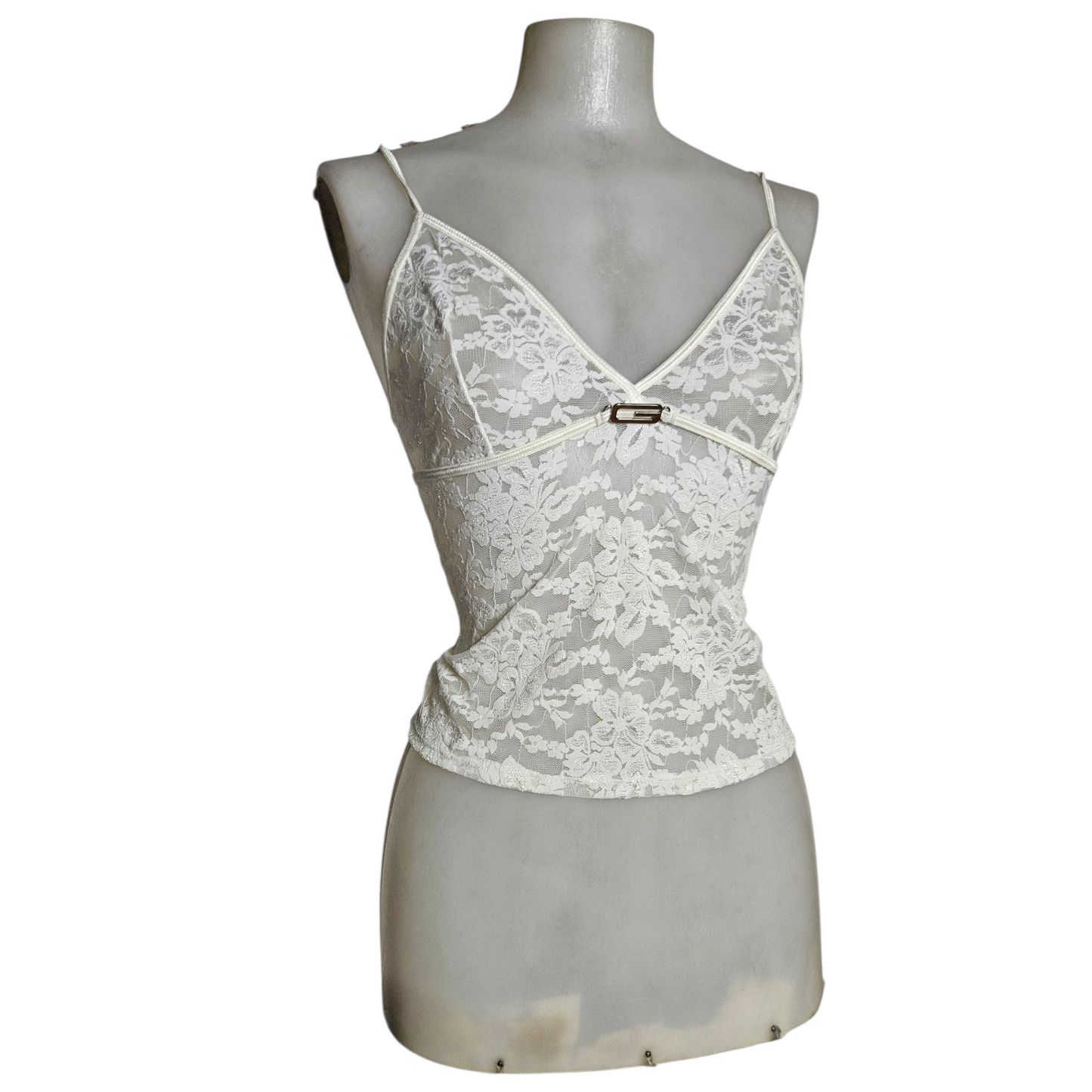 Haut esprit lingerie tout en dentelle blanc