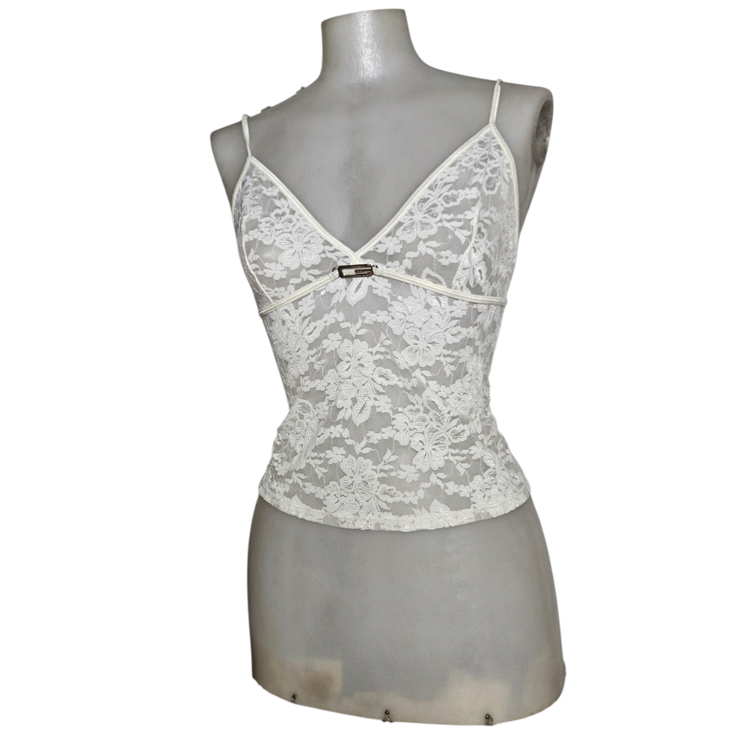 Haut esprit lingerie tout en dentelle blanc