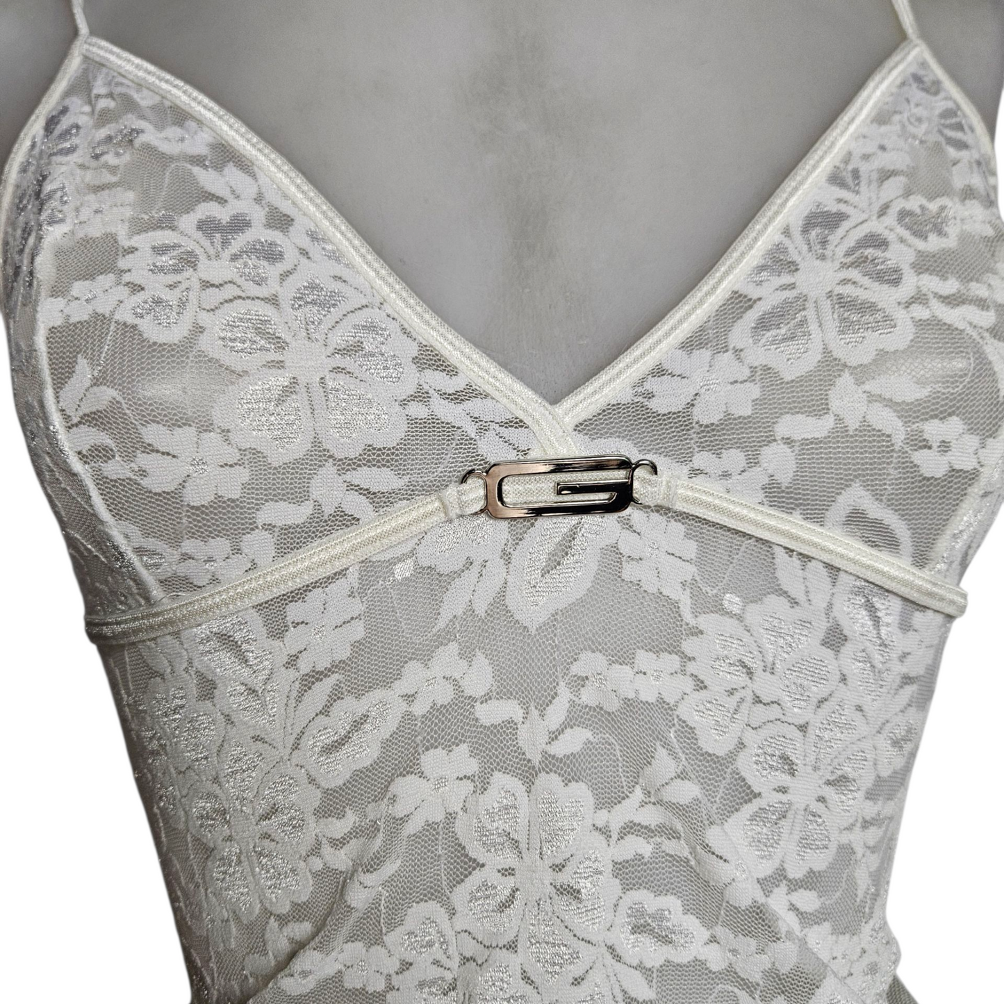 Haut esprit lingerie tout en dentelle blanc