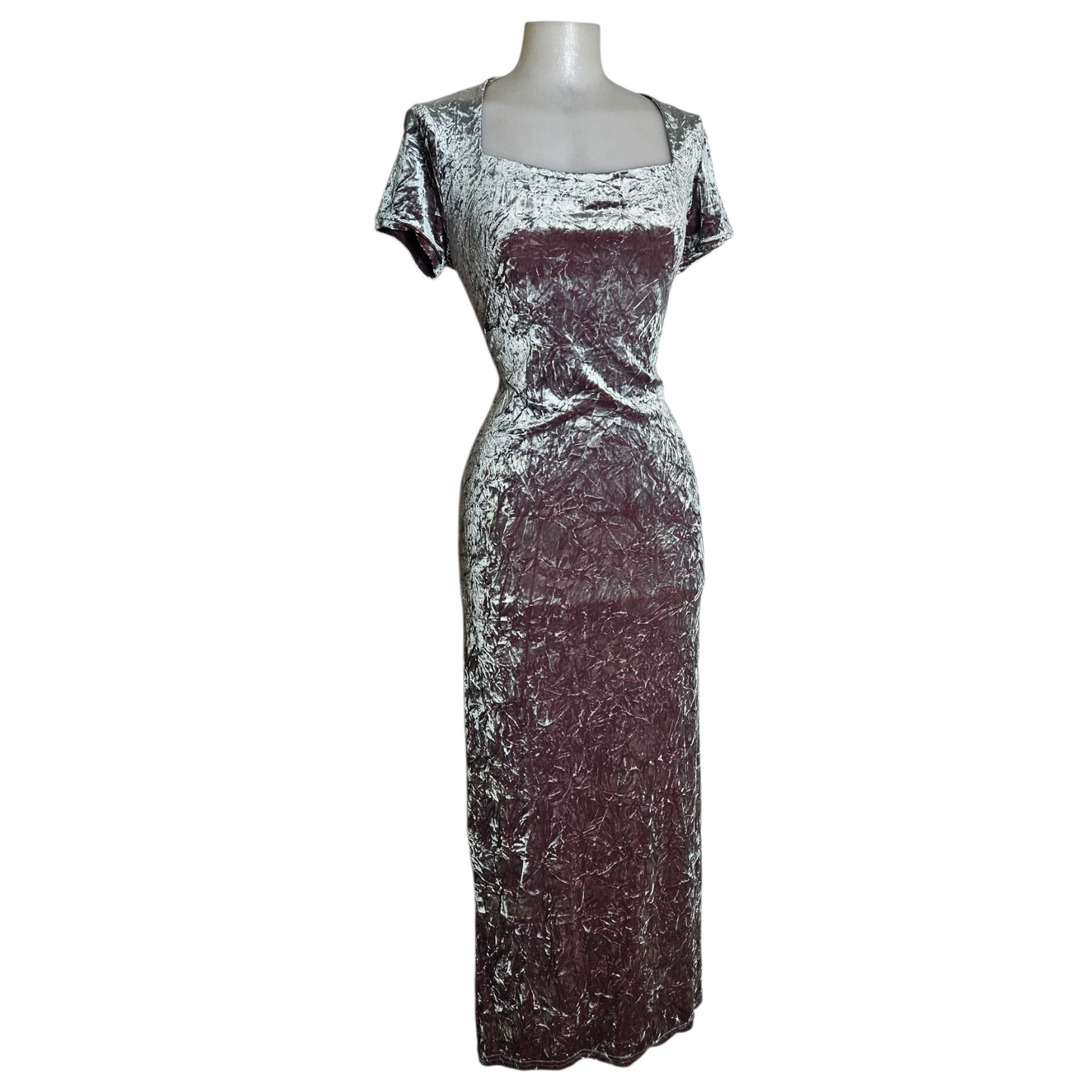 Robe en velours froissé grise