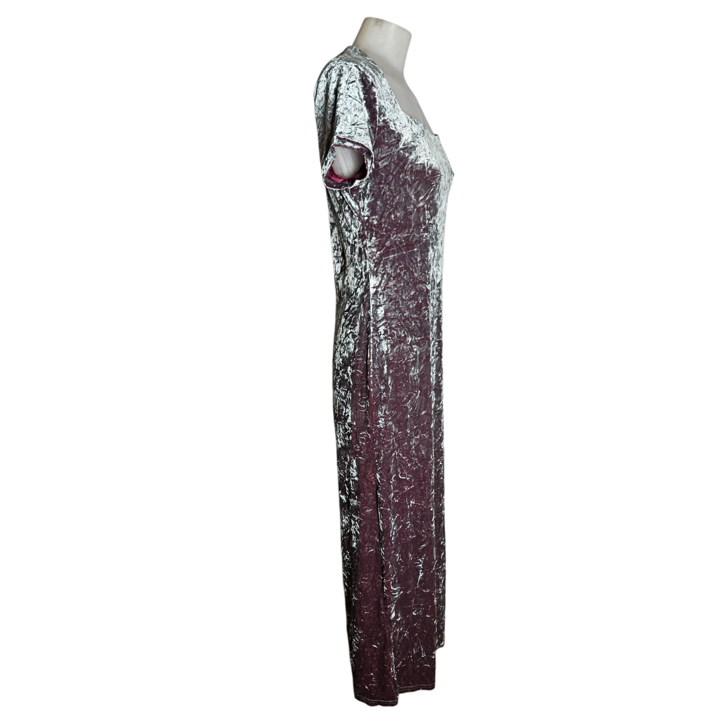 Robe en velours froissé grise