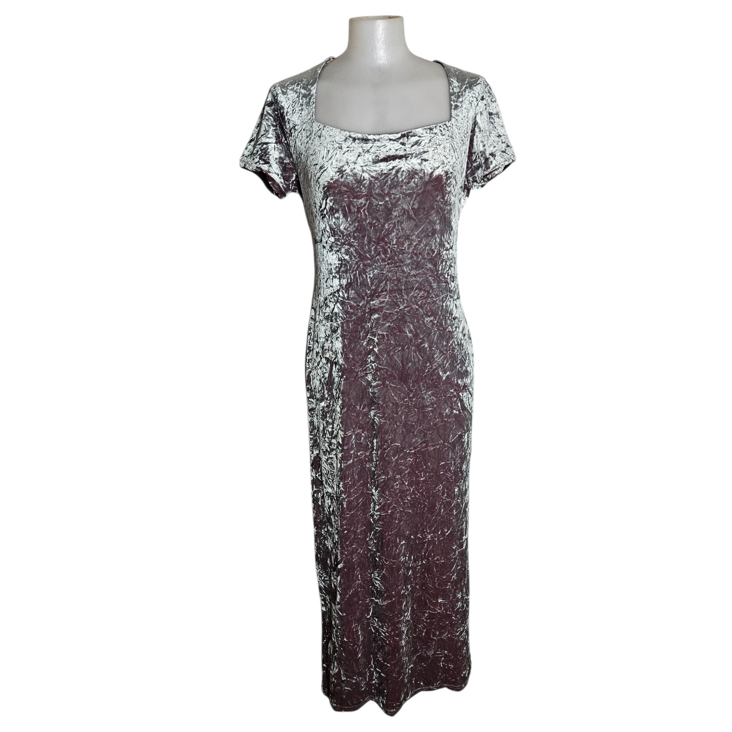 Robe en velours froissé grise
