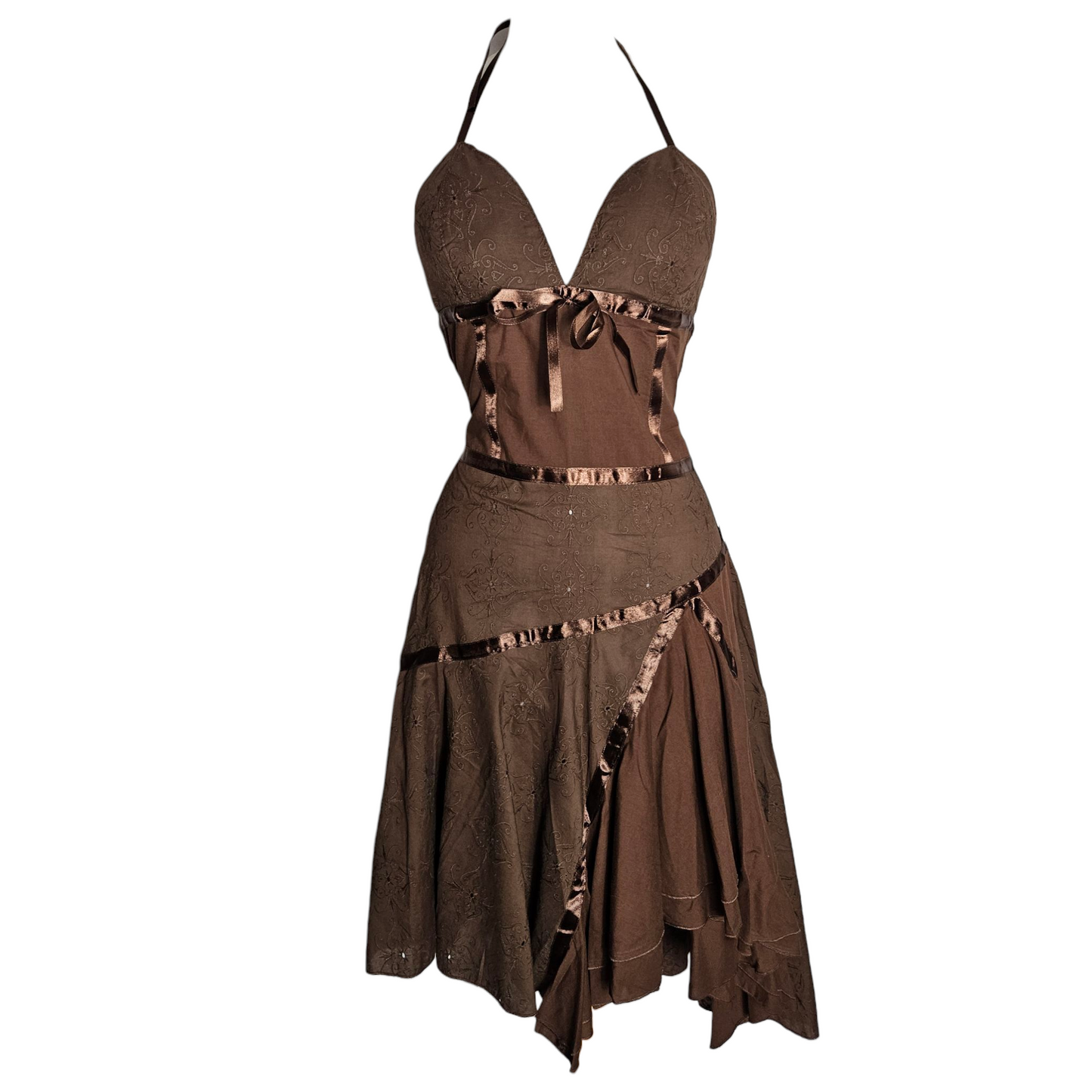 Robe dos nu asymétrique marron