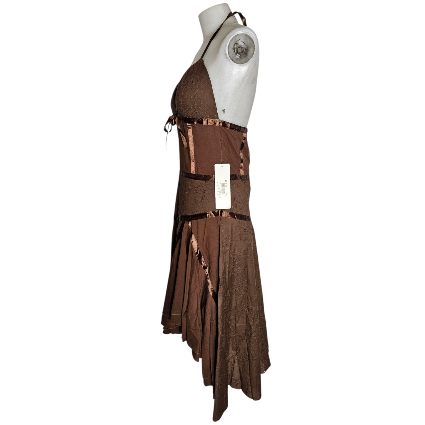 Robe dos nu asymétrique marron