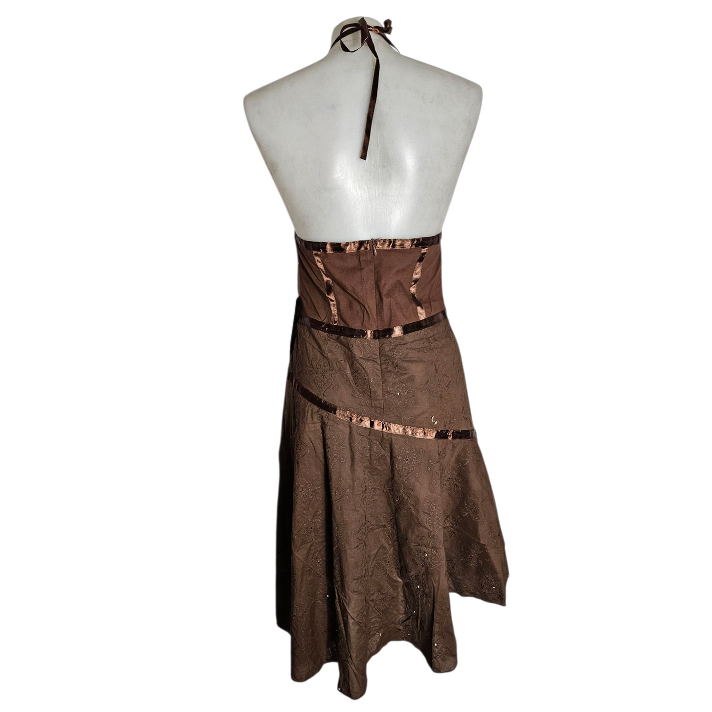 Robe dos nu asymétrique marron