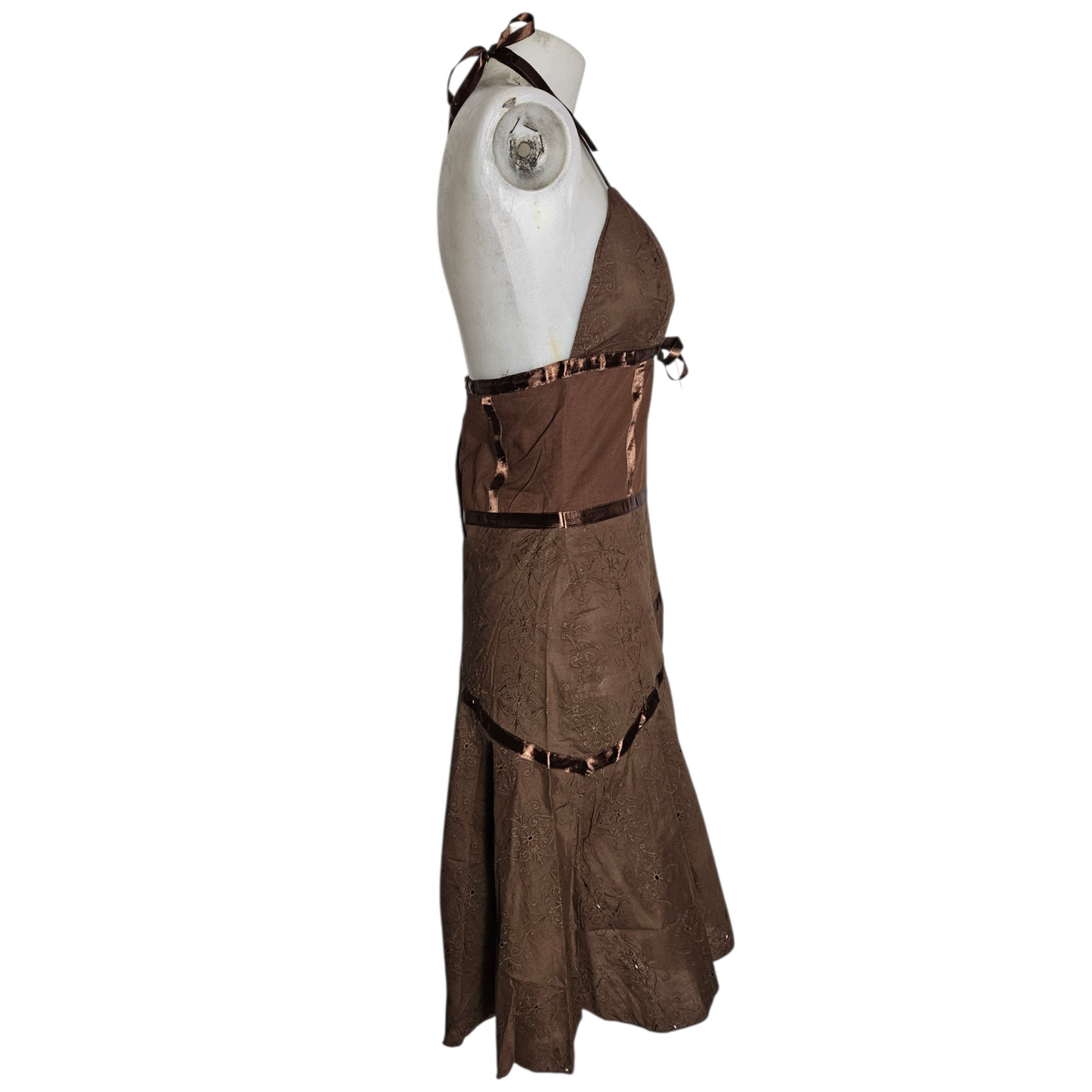 Robe dos nu asymétrique marron