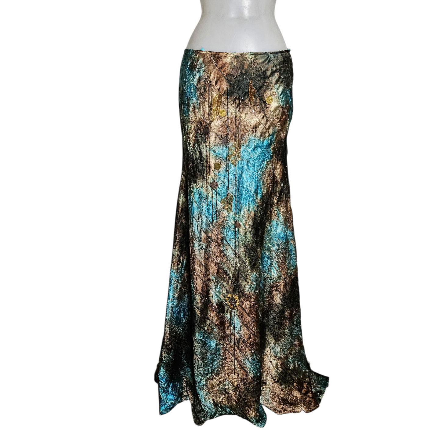 Ensemble de soirée brodé tie and Dye bleu et vert