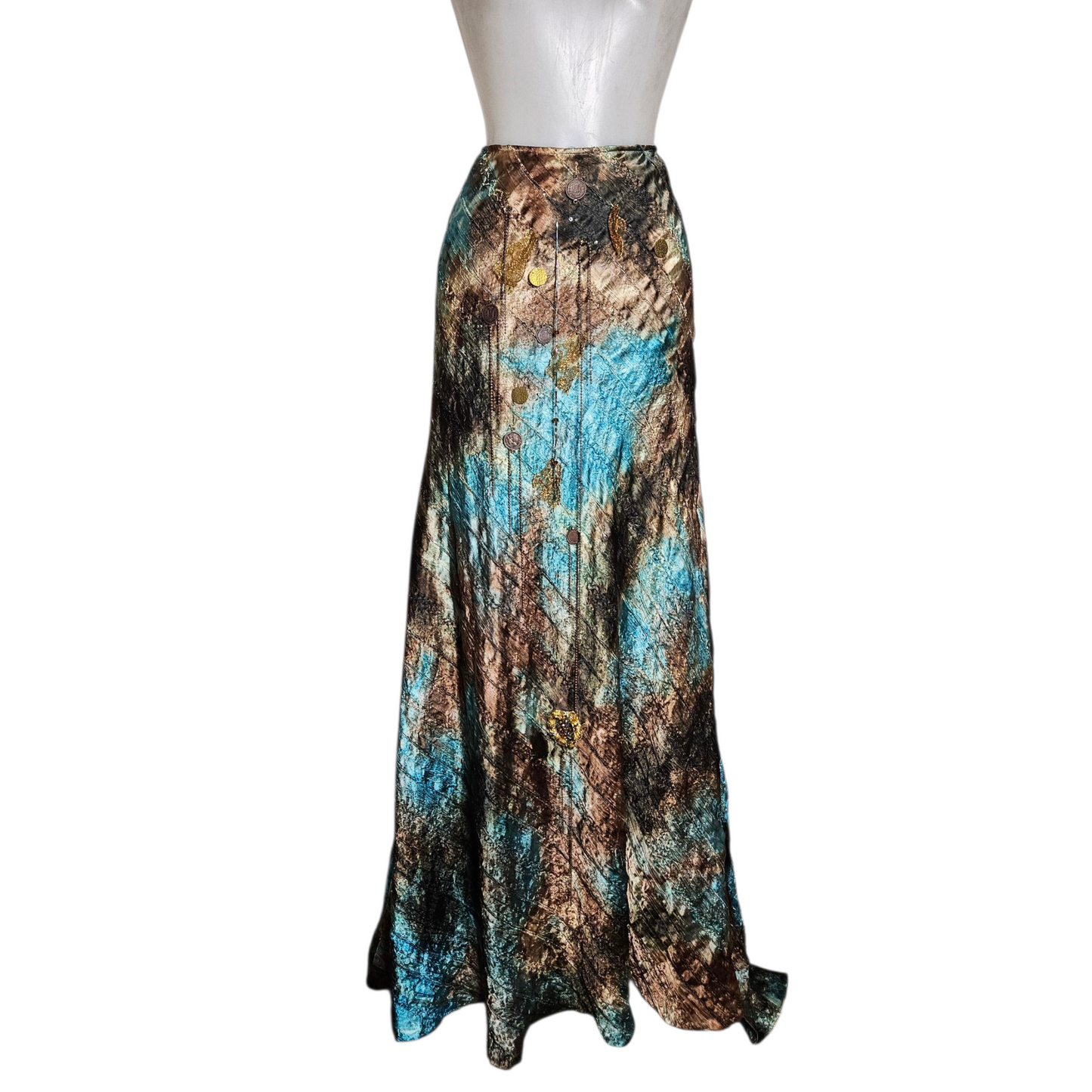 Ensemble de soirée brodé tie and Dye bleu et vert