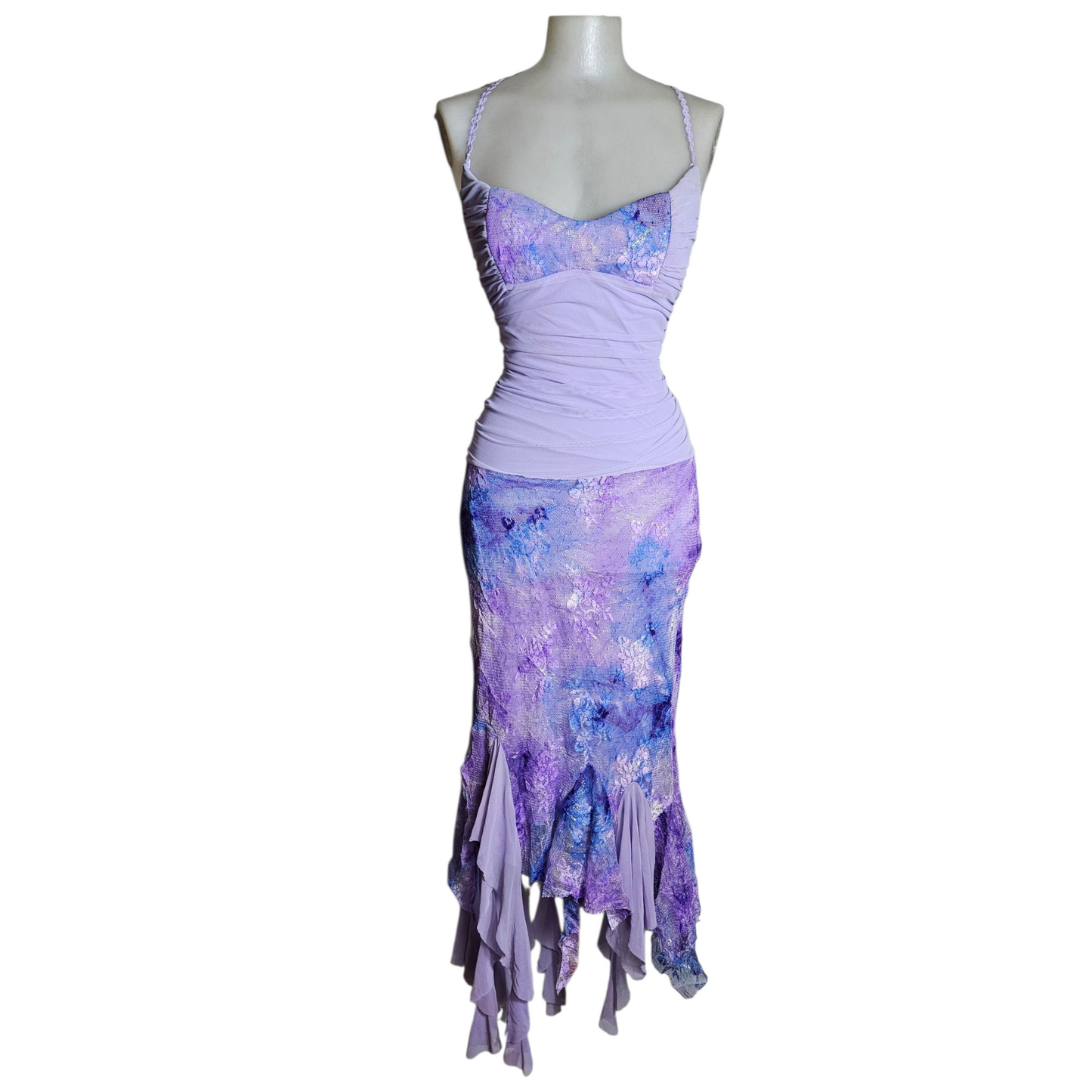 Robe en voile et dentelle dos nu